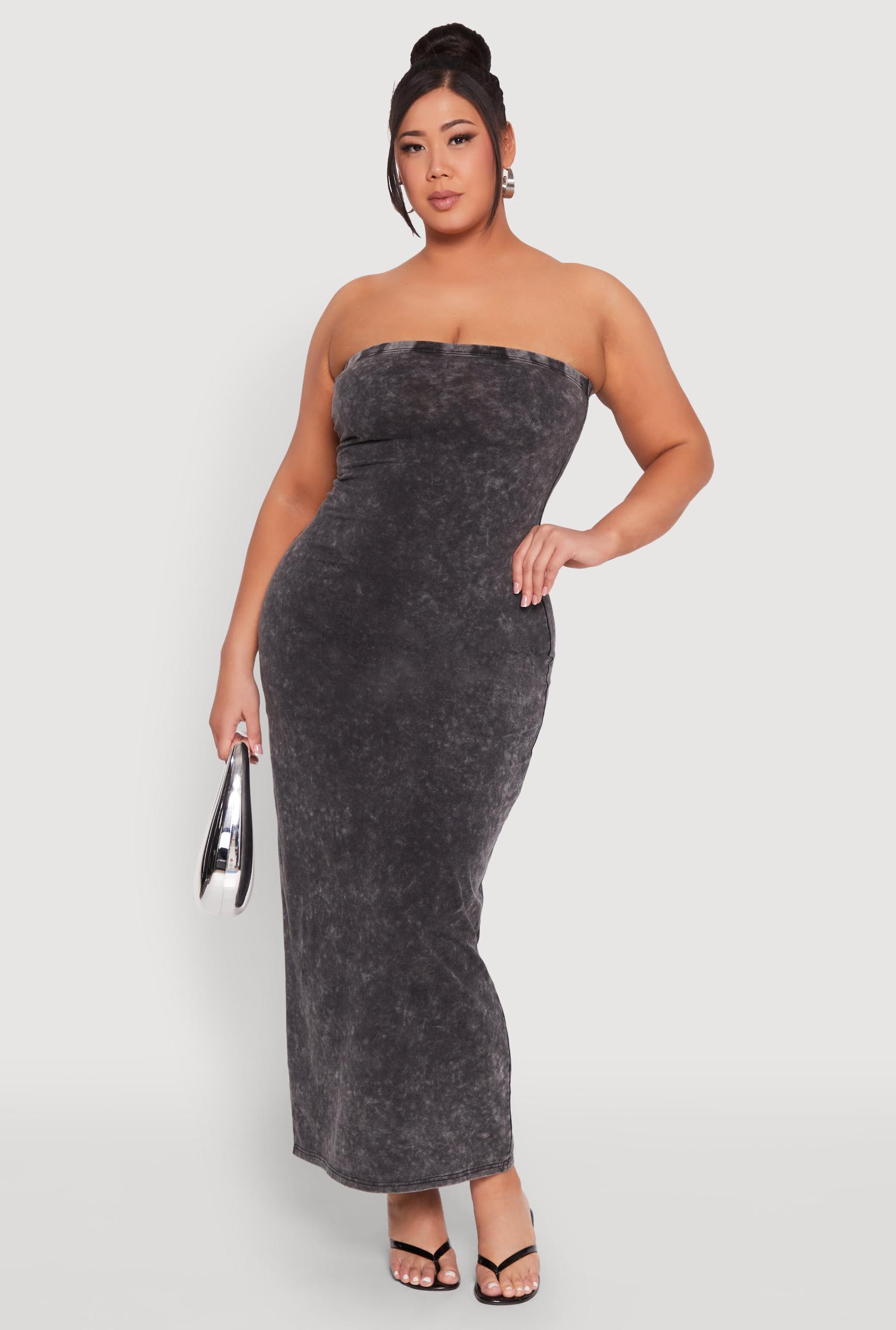 Womens Plus Size Daisy Mineral Wash Maxi Tube Dress Product Image