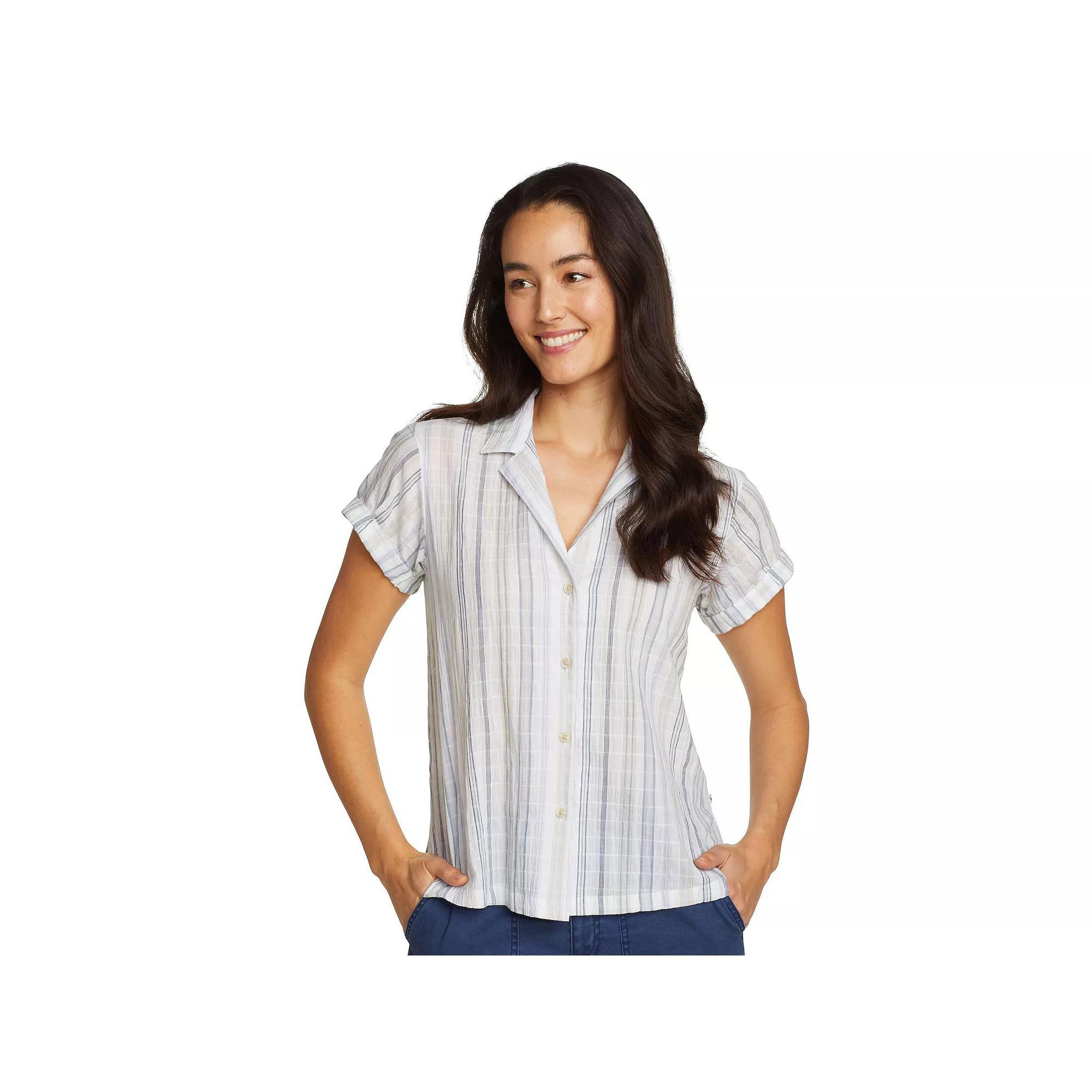 Plus Size Eddie Bauer Short-Sleeve Packable Camp Shirt, Womens Product Image