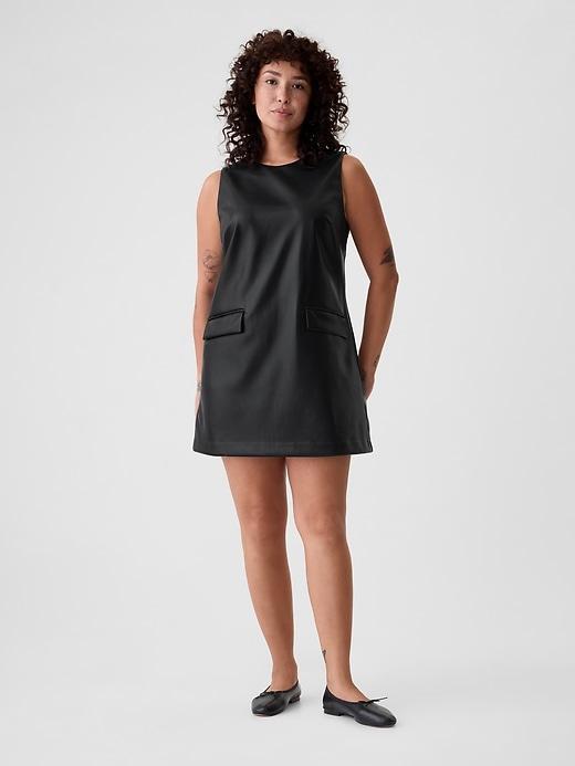 Vegan Leather Mini Shift Dress Product Image