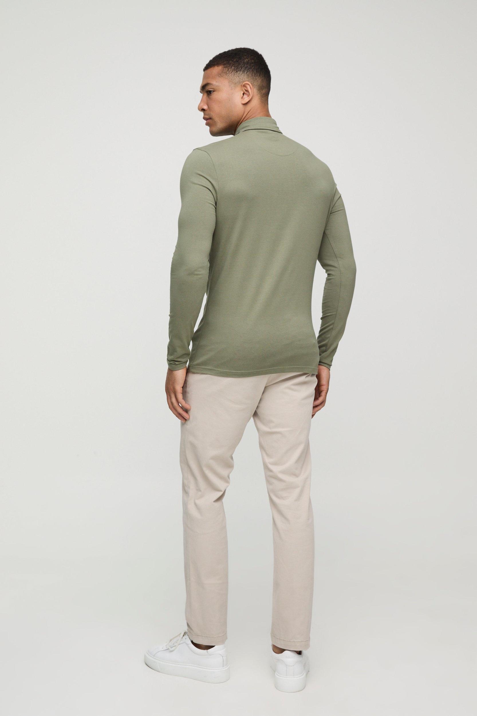 Stretch Muscle Fit Jersey Long Sleeve Shirt | boohooMAN USA Product Image