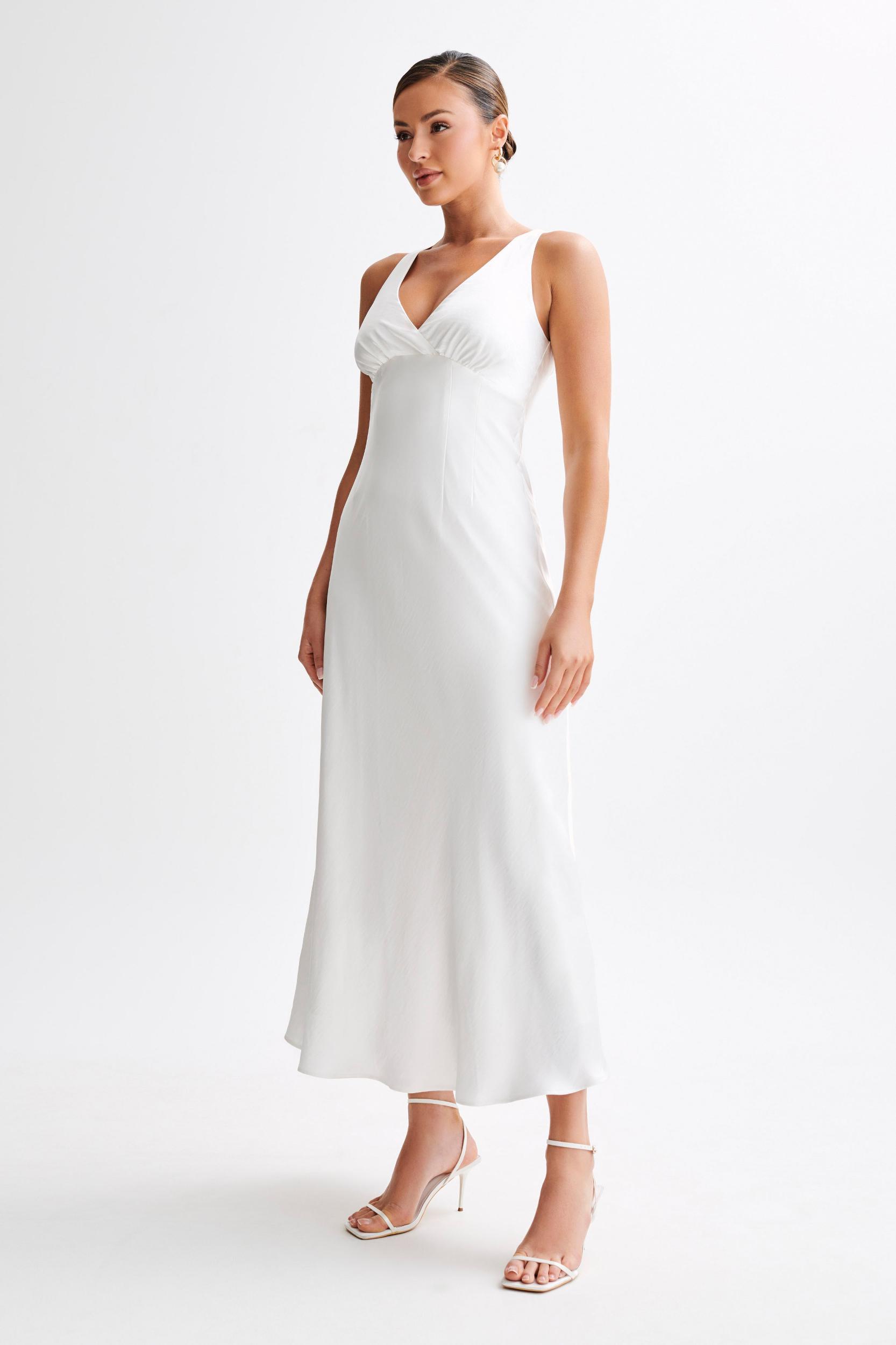 Meghan Satin Maxi Dress - Ivory Product Image