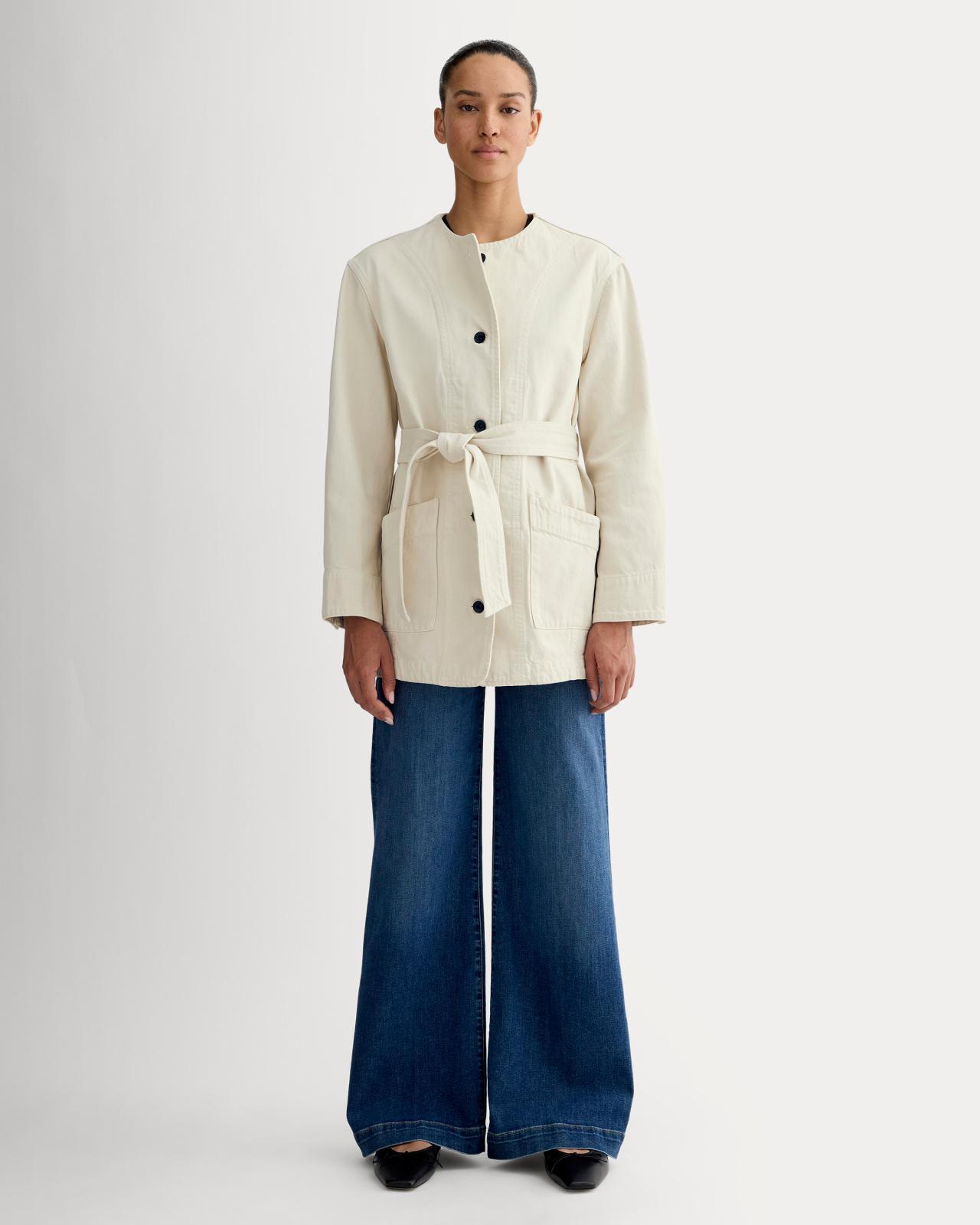 The Long Denim Barrel Jacket Product Image