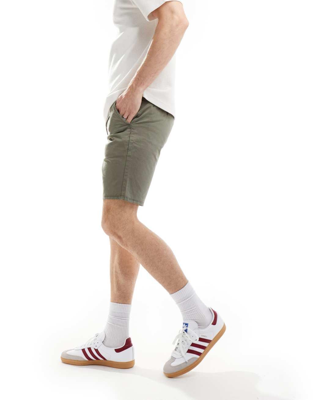 Farah hawk chino shorts in khaki green Product Image