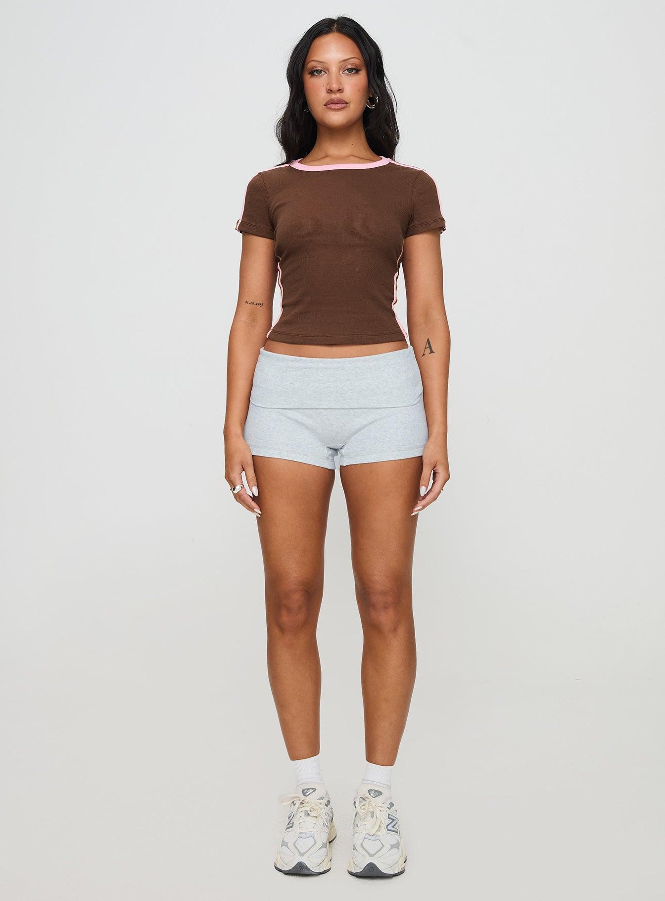 Baseline Scoop Rib Tee Brown / Pink Product Image