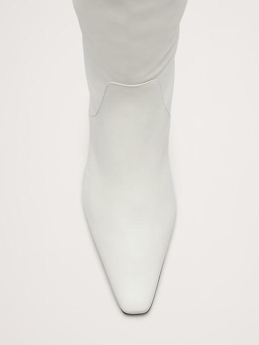 Italian Embossed Leather Mid-Heel Boot Product Image