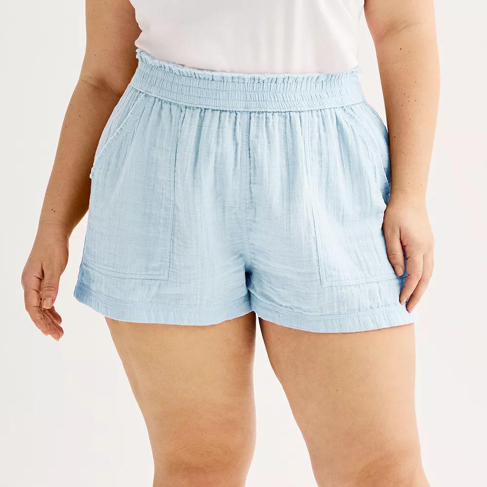 Juniors' Plus SO® High Rise Double Gauze Shorts, Women's, Size: 3XL, Periream Product Image