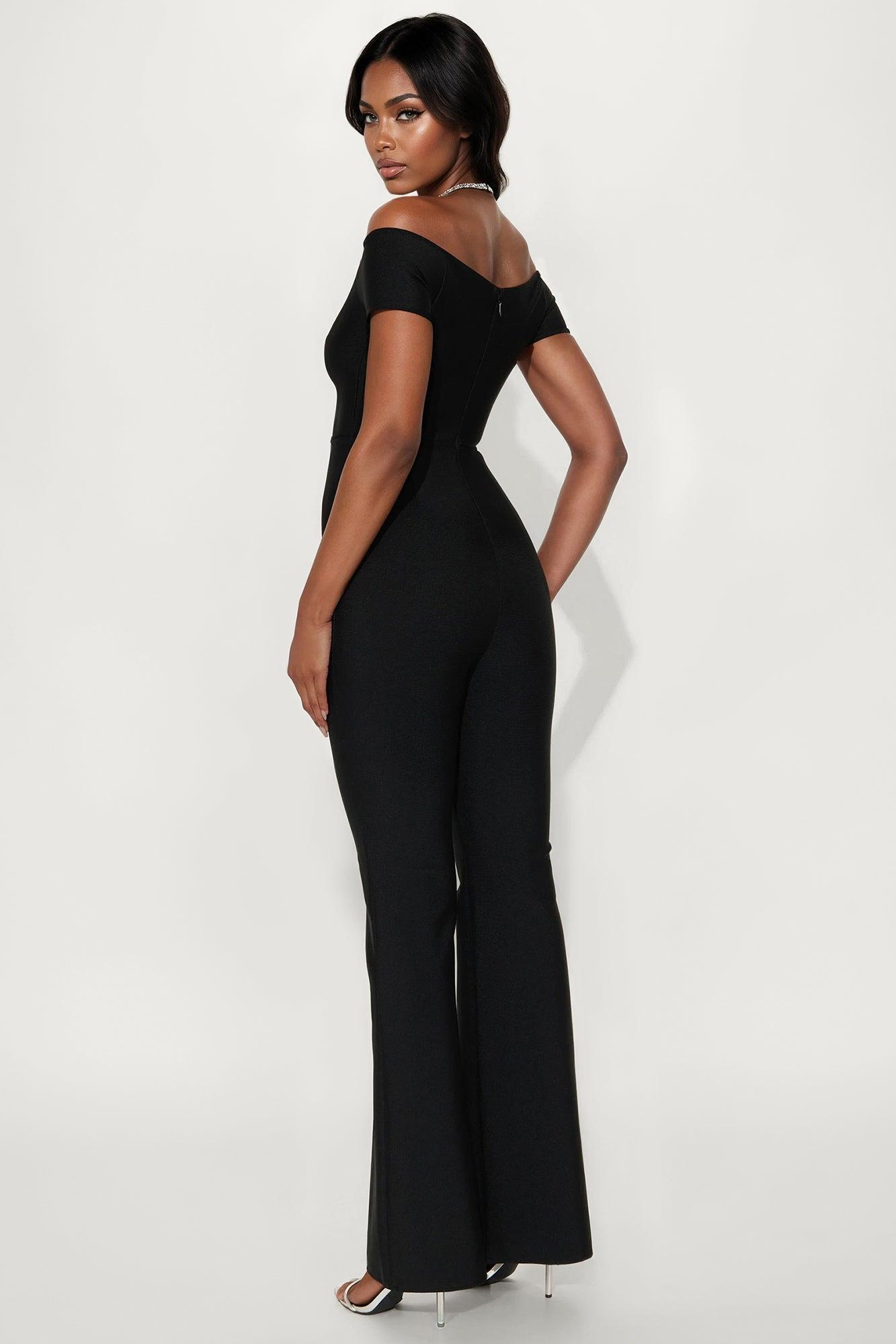 Sienna Bandage Off Shoulder Jumpsuit - Black Product Image
