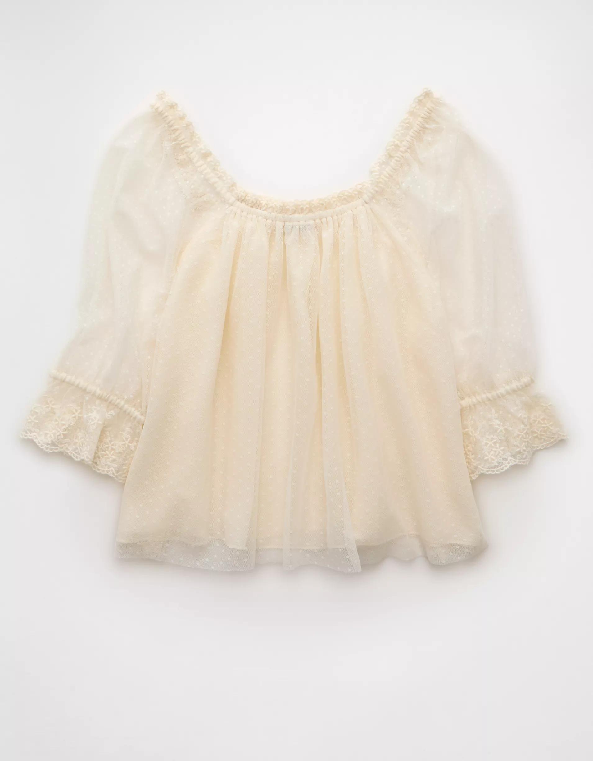 AE Square Neck Mesh Blouse Product Image