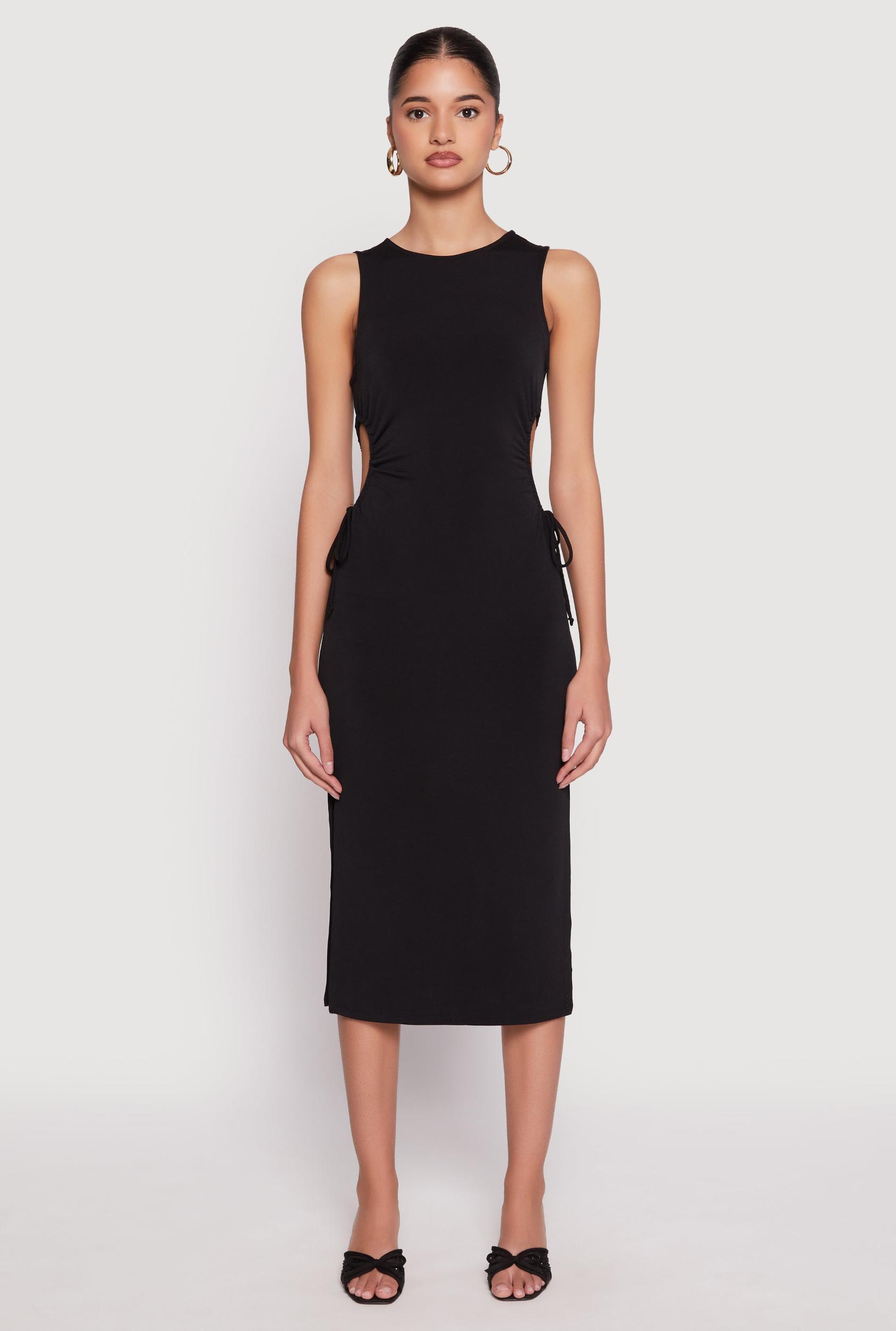 Womens Drawstring Side Cut Out Midi Dress Product Image