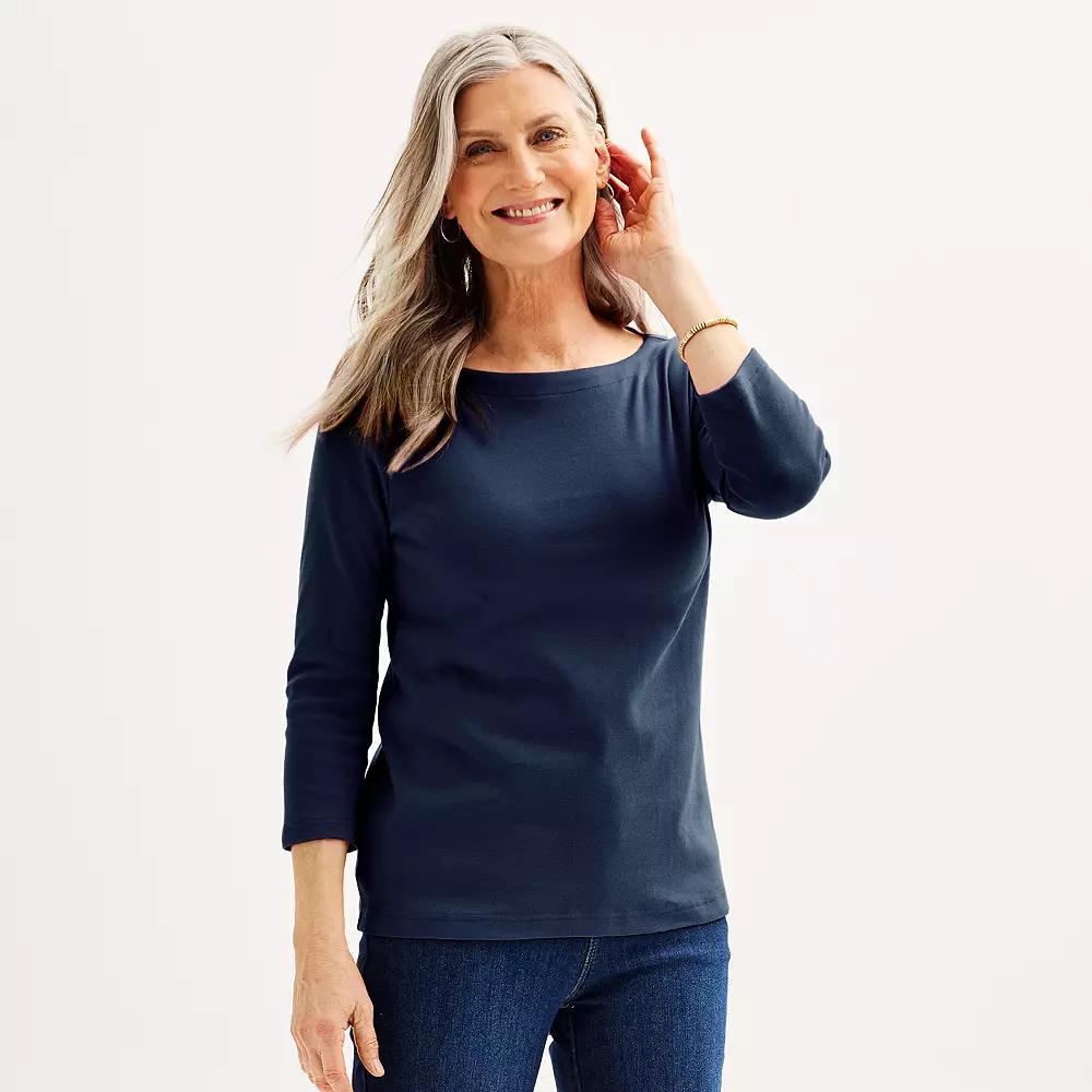 Women's Croft & Barrow® Boatneck Top, Size: XXL, Seattle Blue Product Image