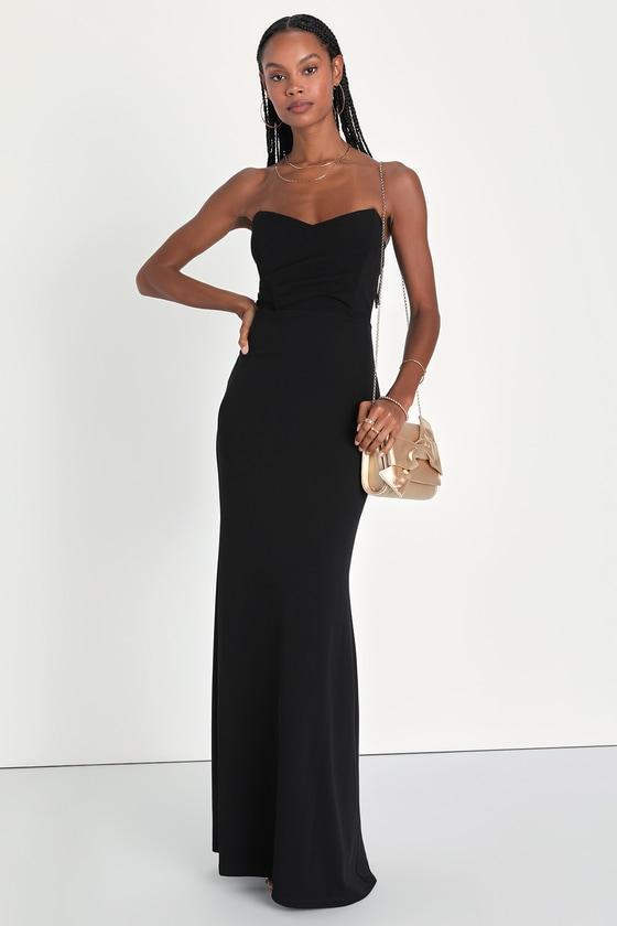 Iconic Arrival Black Strapless Bustier Mermaid Maxi Dress Product Image