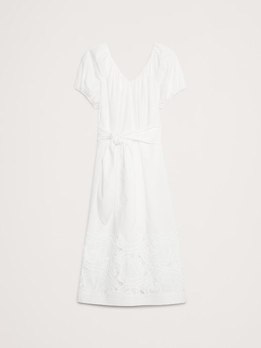Embroidered Cotton Poplin Ruched Dress Product Image