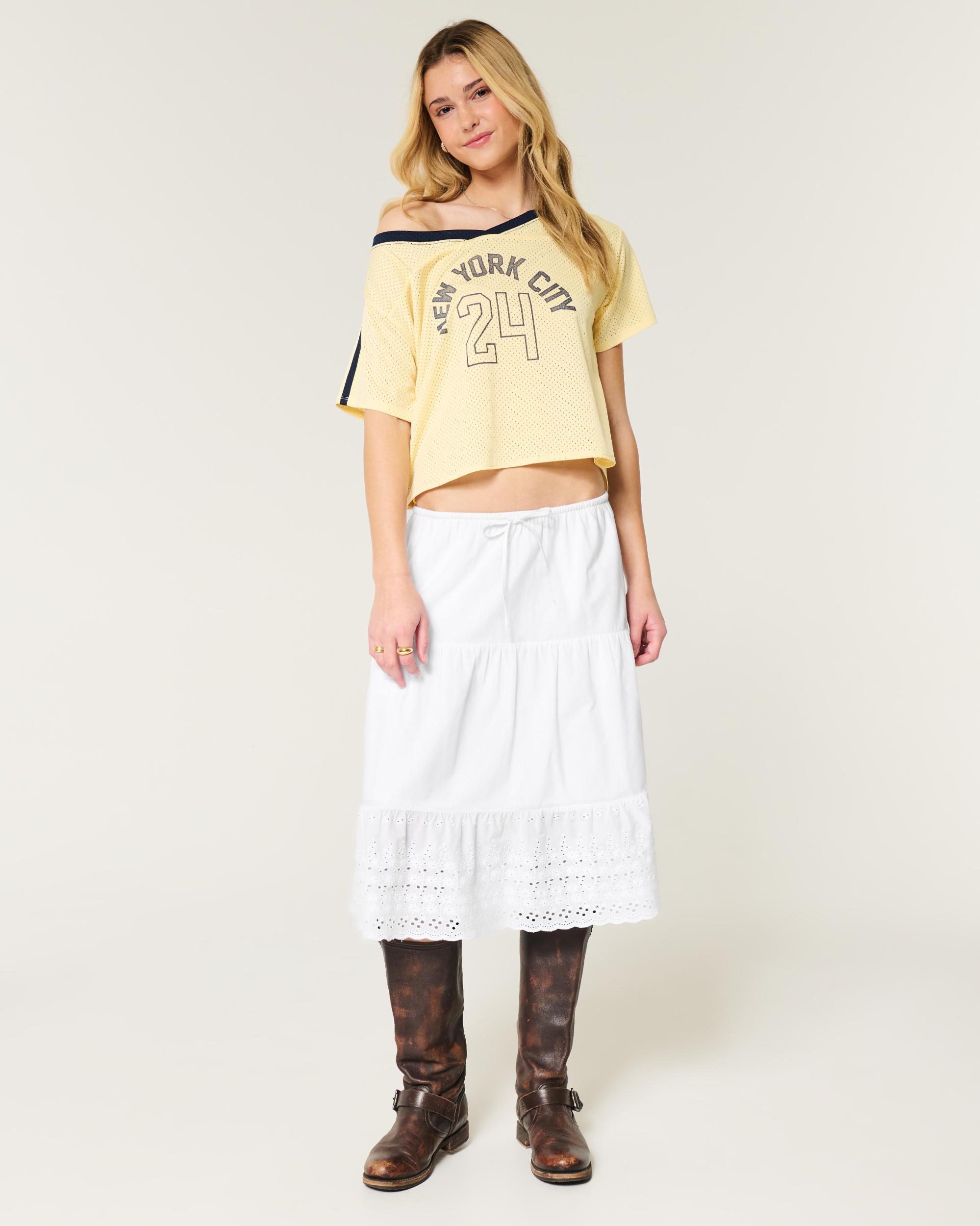 Embroidered Hem Midi Skirt Product Image
