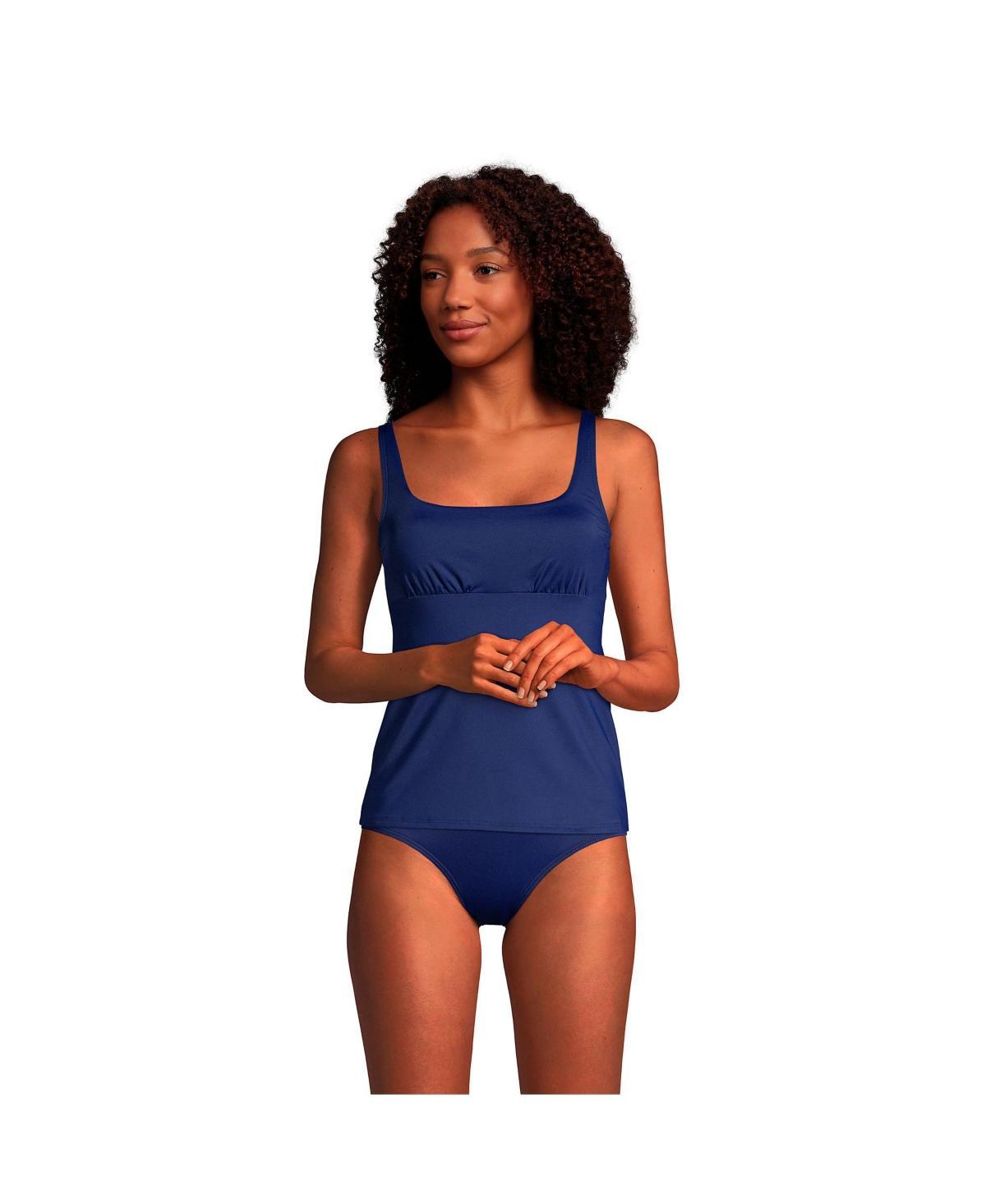 Womens Lands End D-Cup UPF 50 Squareneck Underwire Tankini Swimsuit Top Deep Blue Product Image