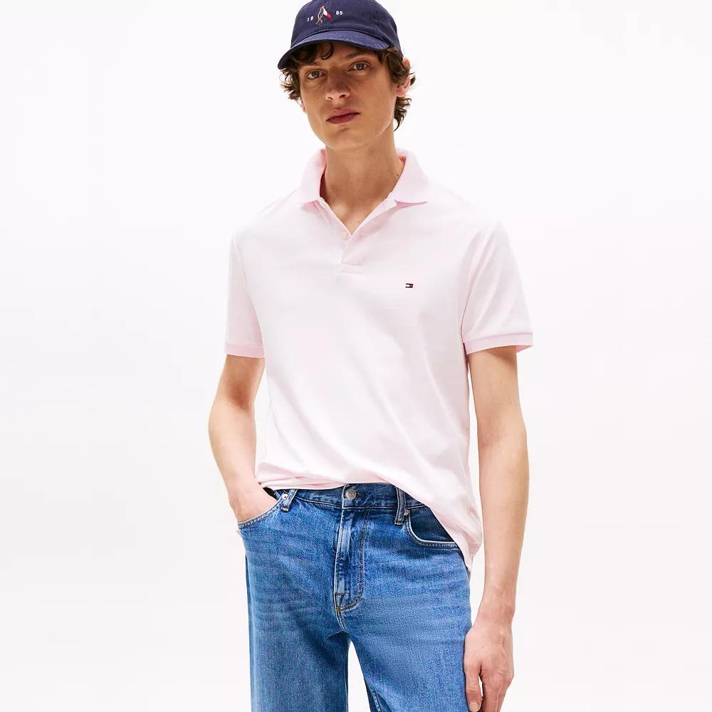 Men's Tommy Hilfiger Short Sleeve Cotton Polo, Size: XL, Light Pink Stripe Product Image