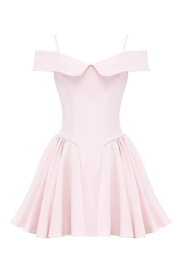 Elida  ballerina pink off shoulder mini dress Product Image