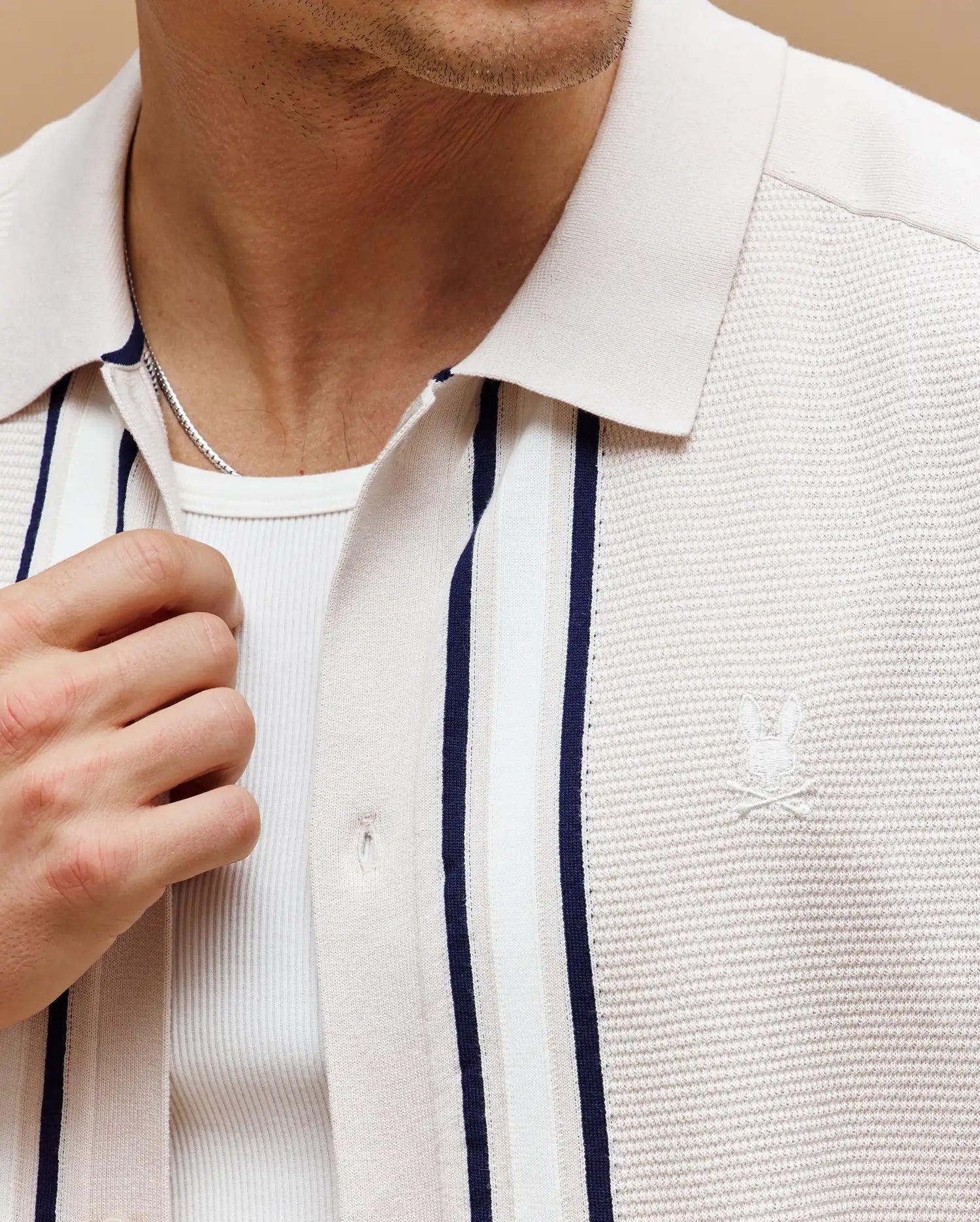 MENS DANNY BORDER STRIPE KNIT SHIRT - MT0400053 Product Image