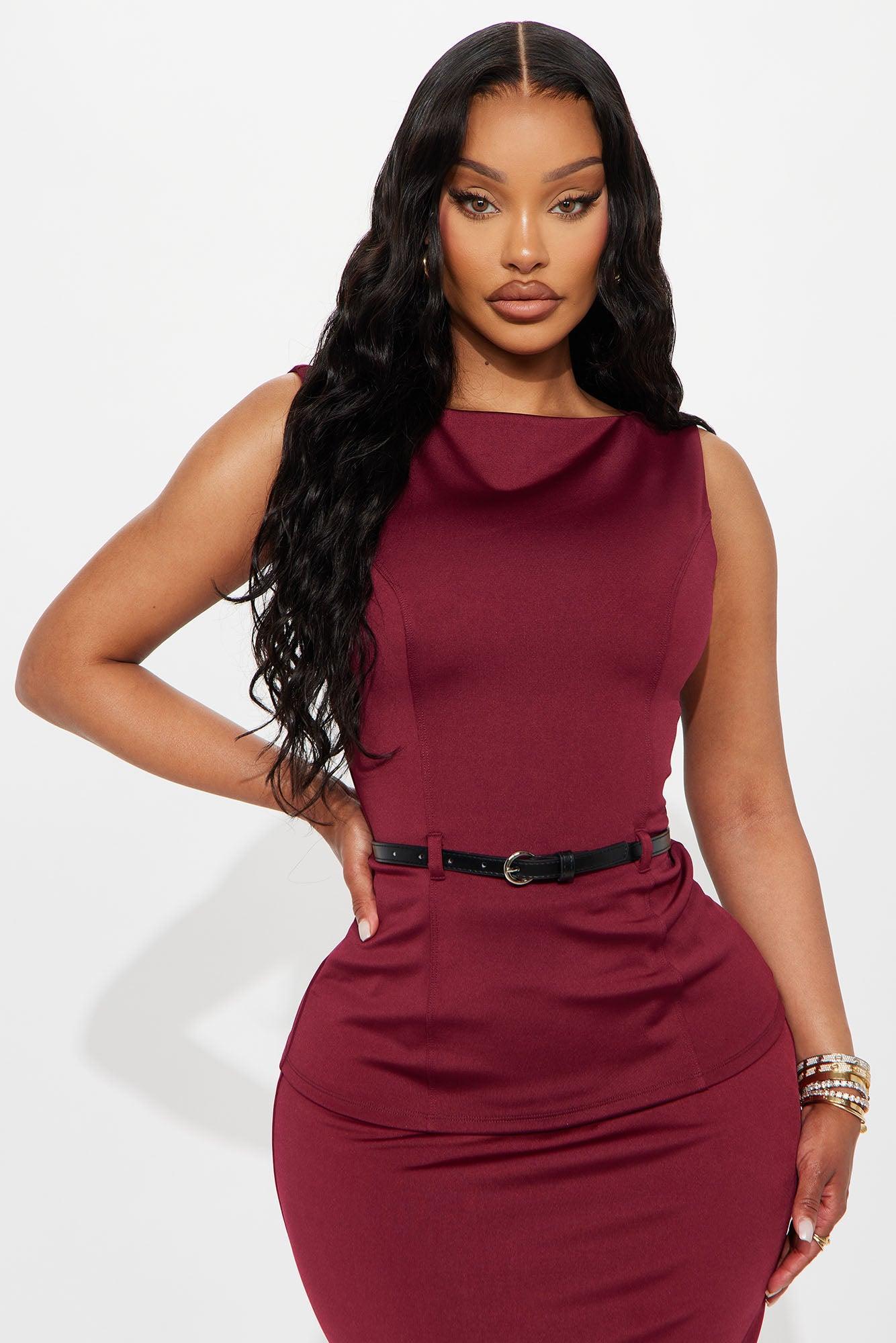 She Means Business Pencil Skirt Set - Wine Product Image