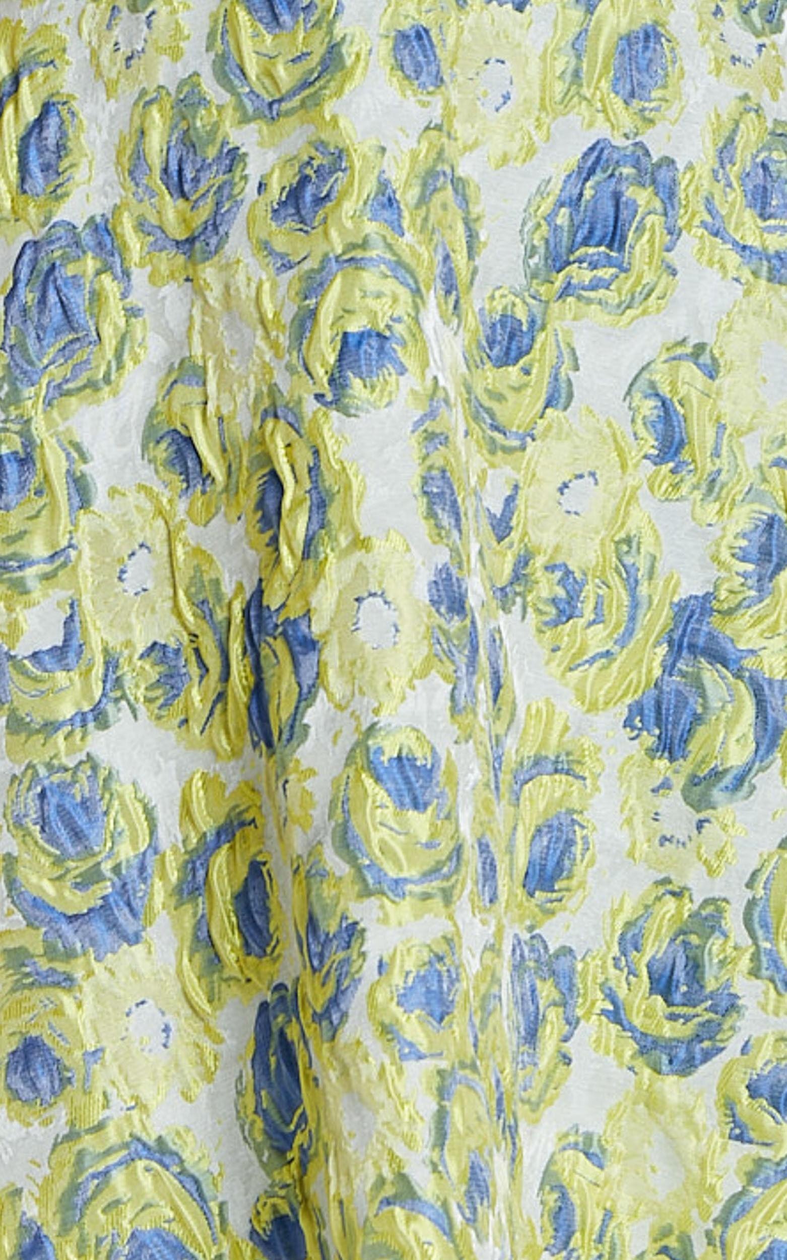 Jody Mini Dress - Jacquard Skater Dress in Blue and White Floral Product Image