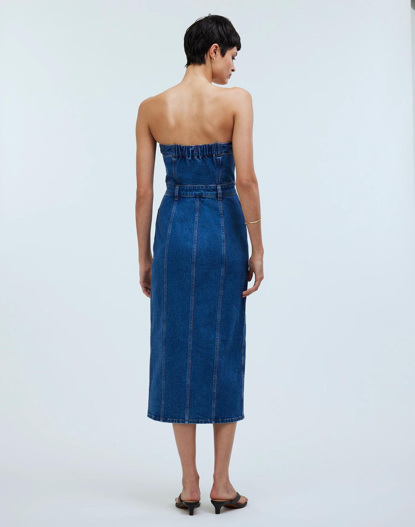 Denim Strapless Maxi Dress in McCabe Wash Product Image