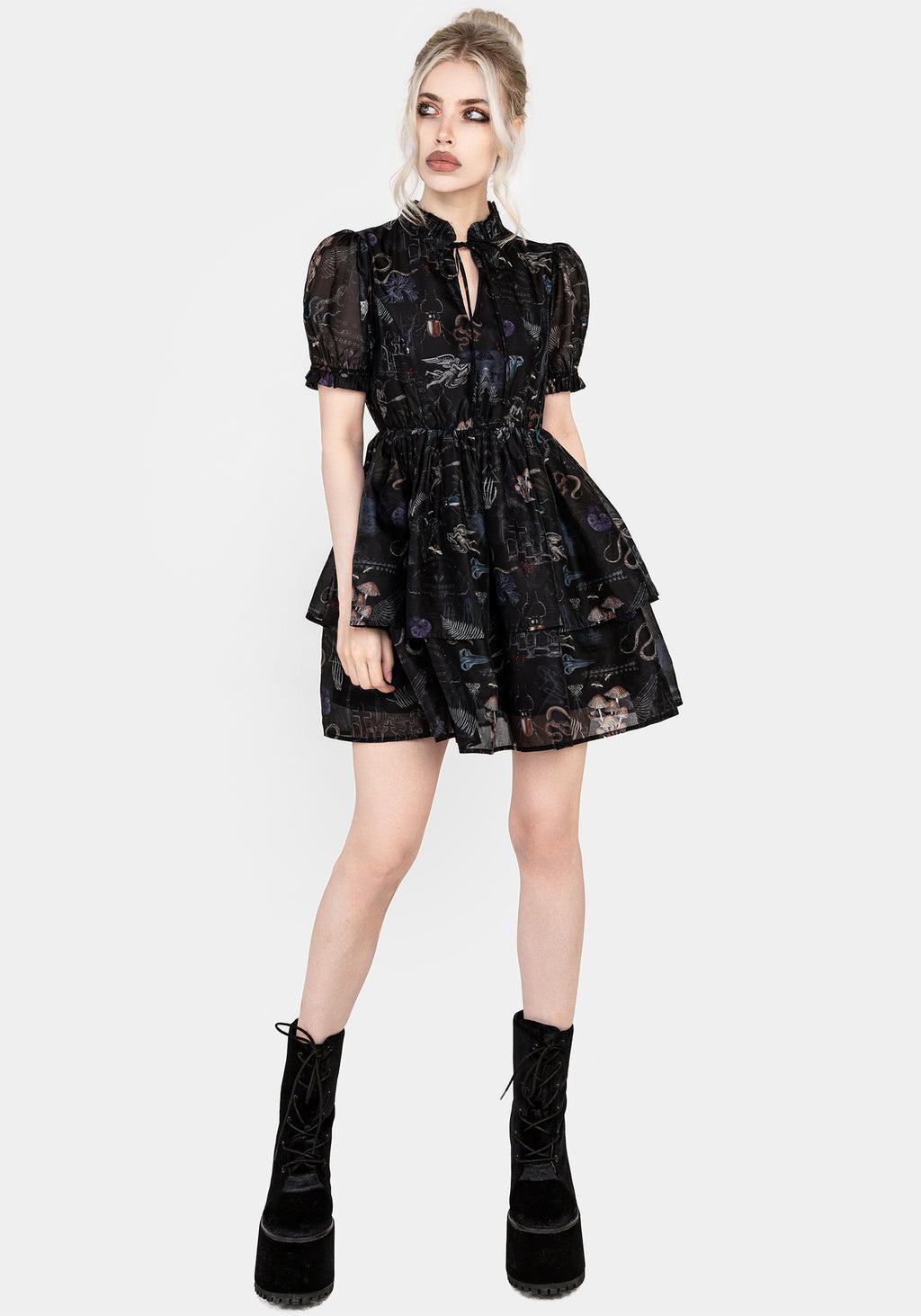 Maudeline Victoriana Print Layered Organza Mini Dress Product Image