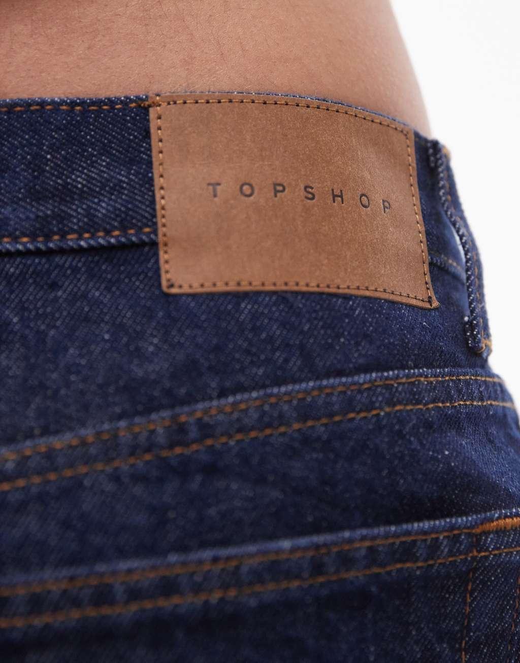 Topshop denim Editor Shorts in rinse indigo Product Image