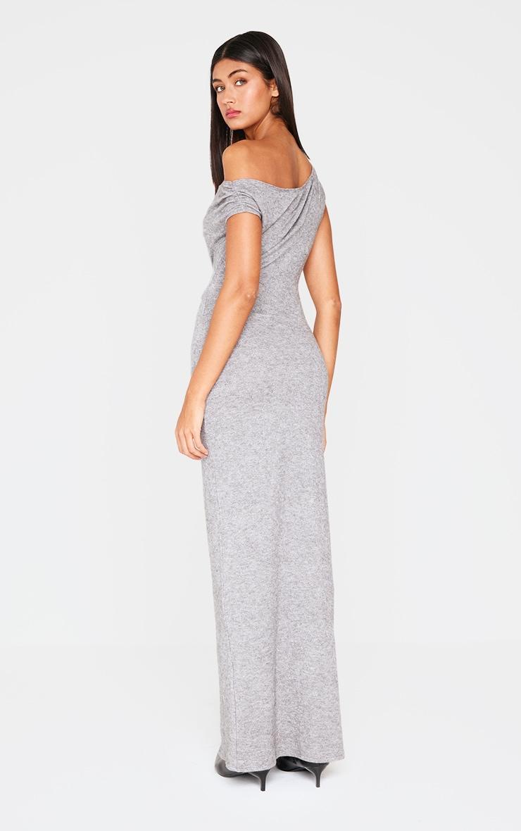 Charcoal Grey One Shoulder Maxi Dress Product Image