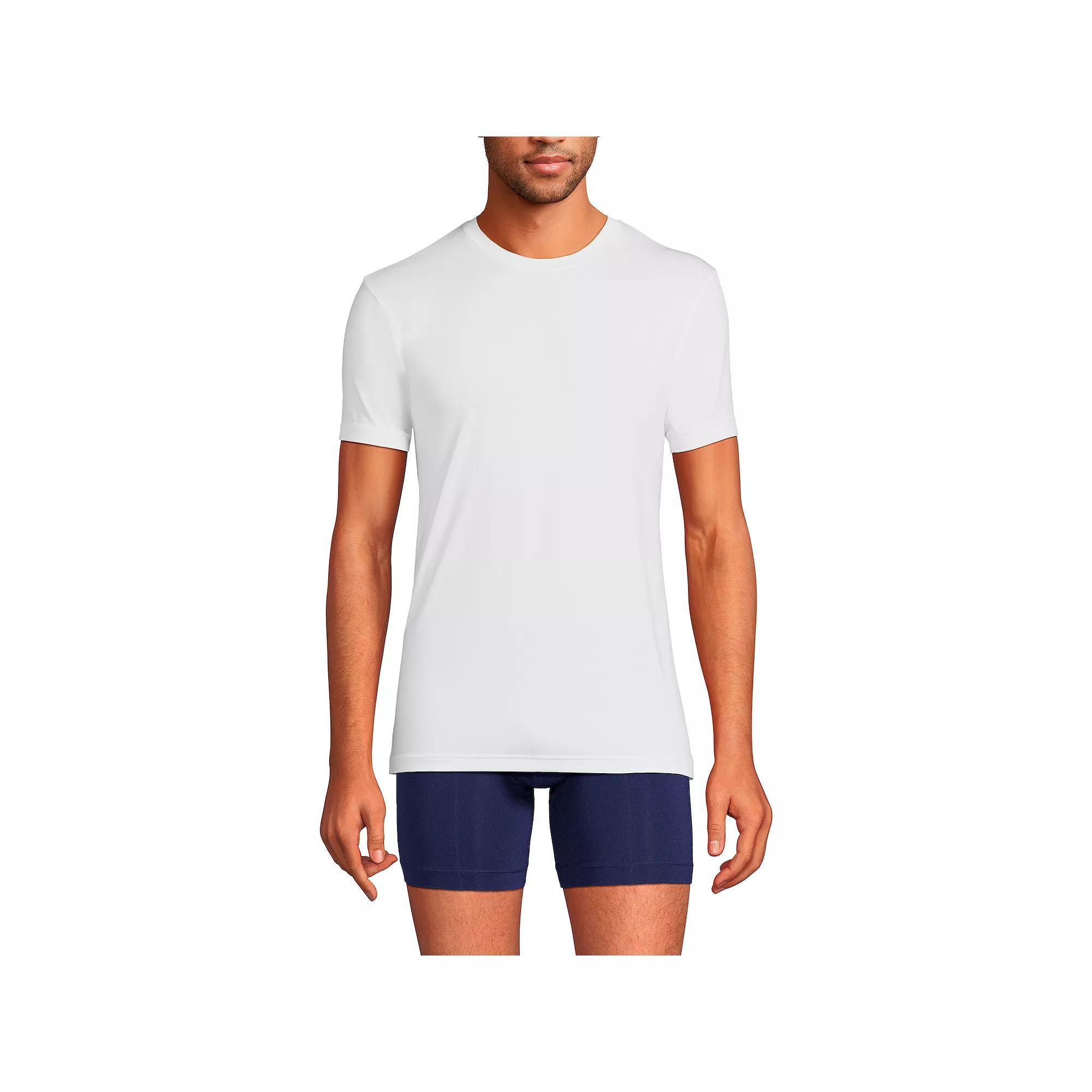 Men's Lands' End Flex Performance Crewneck Undershirt, Size: Small, White Product Image