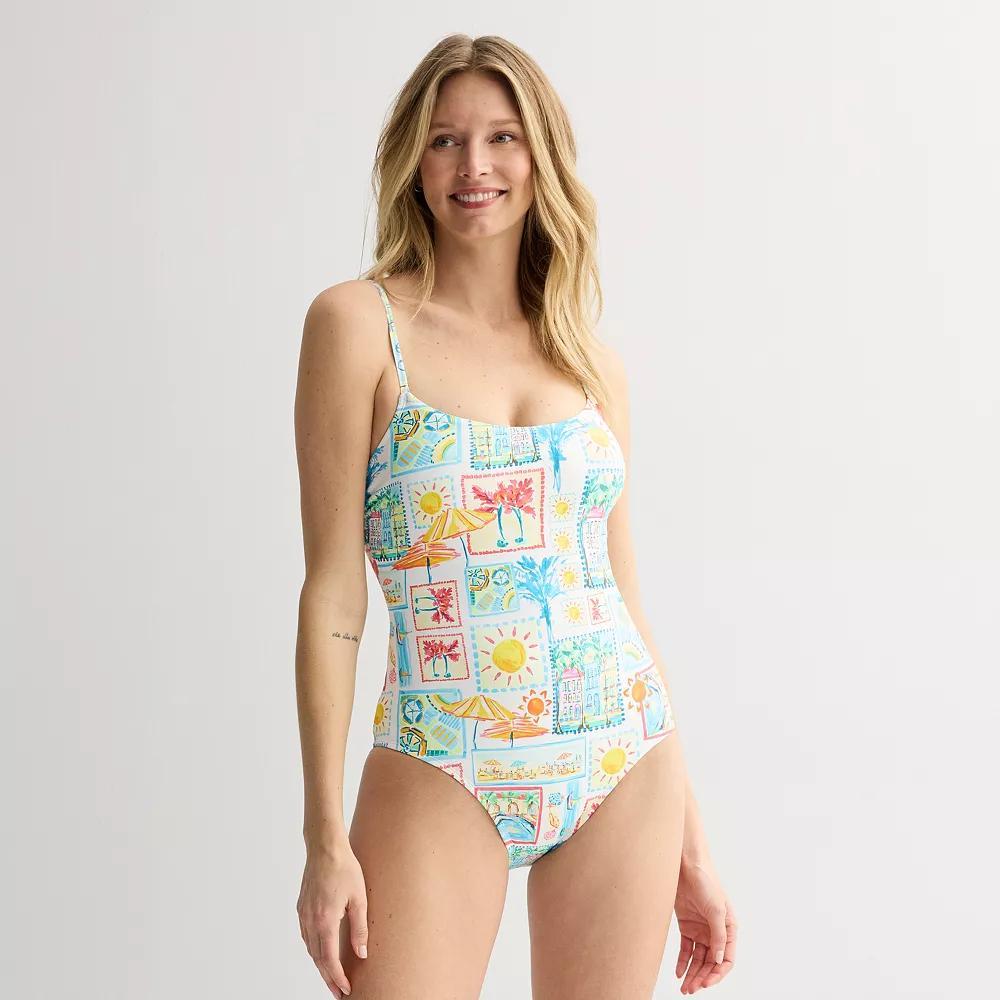 Women's Freshwater Lace Up Back Cami One-Piece Swimsuit, Size: Medium, Mykonos Product Image