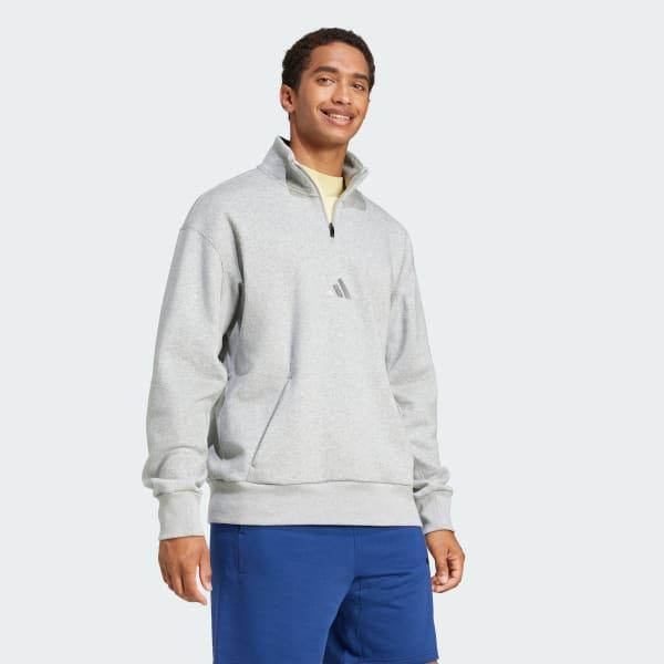 adidas ALL SZN Fleece 1/4-Zip Crew Sweatshirt Dark Blue XS Mens Product Image