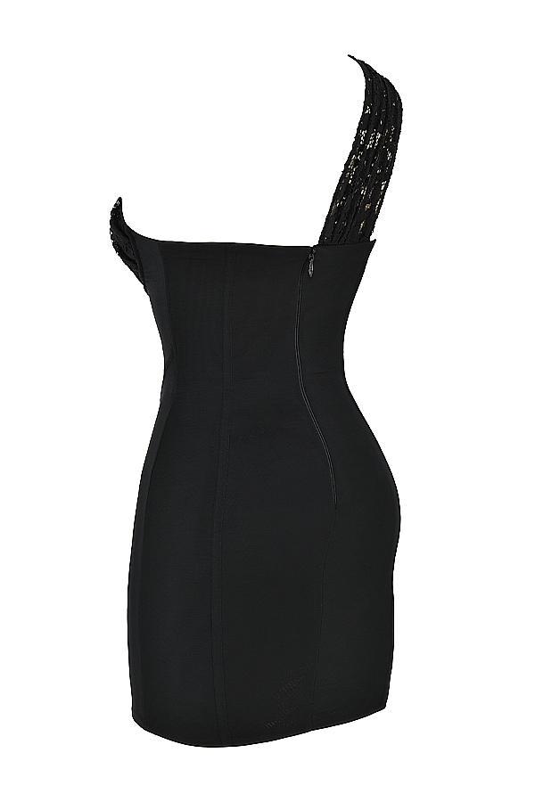 Lily  black lace mini dress Product Image