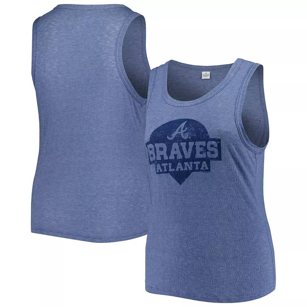 Women's Soft as a Grape Navy Atlanta Braves Plus Size High Neck Tri-Blend Tank Top, Size: 1XL, Blue Product Image