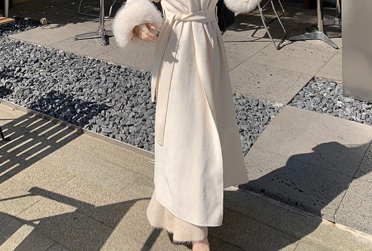 Plain Fluffy Trim Tie Waist Coat (Various Designs) Product Image