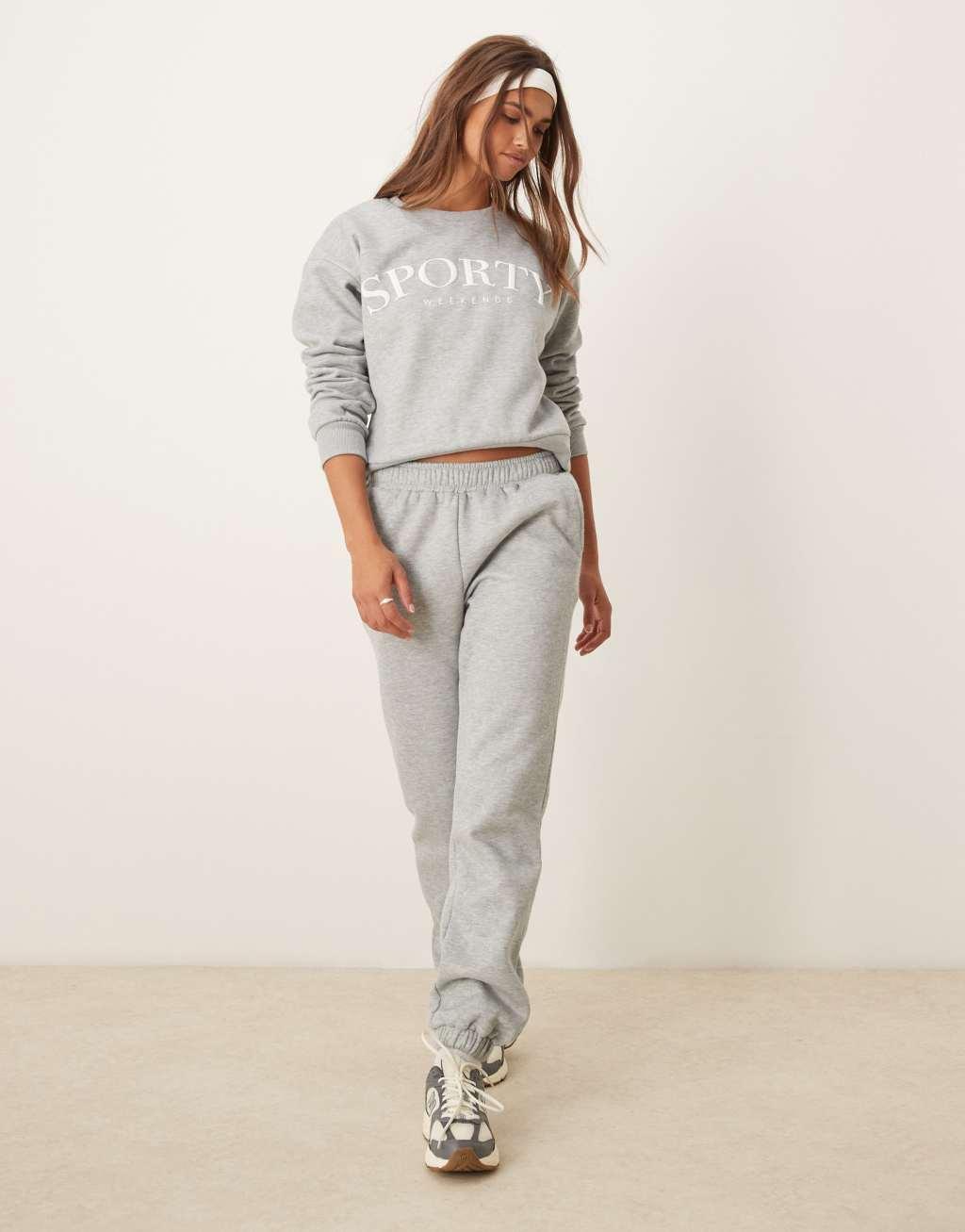 Urban Threads lounge sporty sweatshirt in gray Product Image
