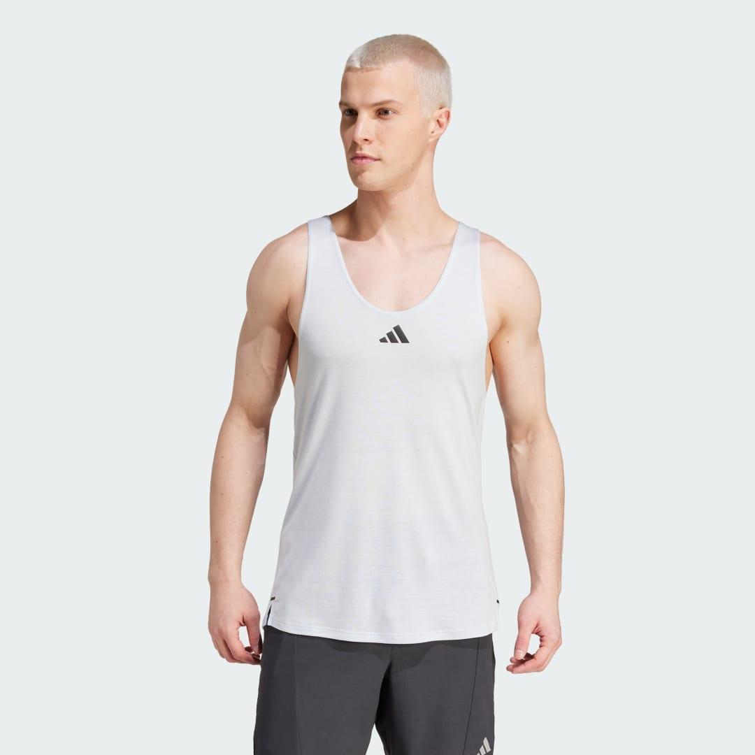 adidas Workout Stringer Tank Top Semi Lucid Blue S Mens Product Image