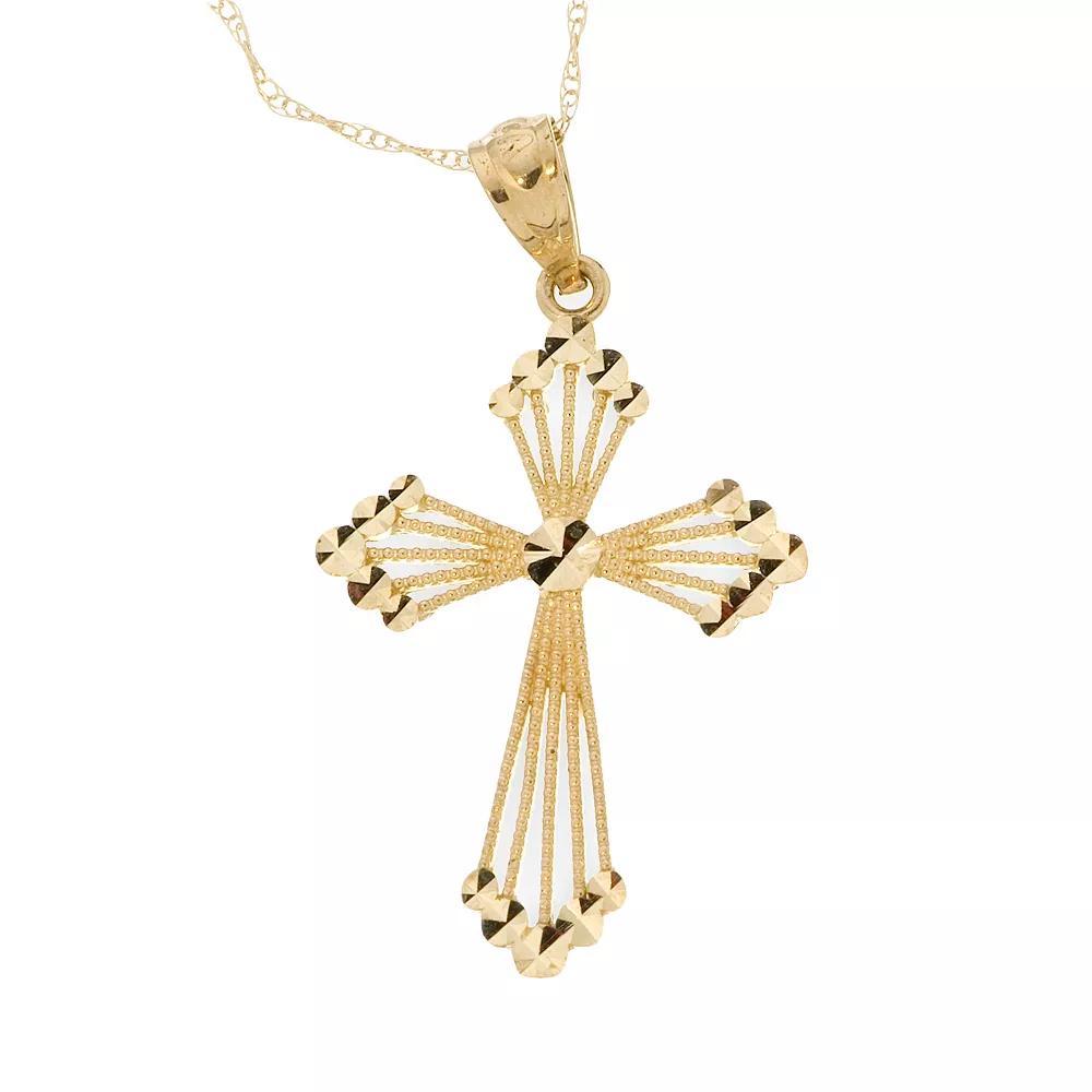 10k Gold Openwork Cross Pendant, Women's, Size: 18" Product Image