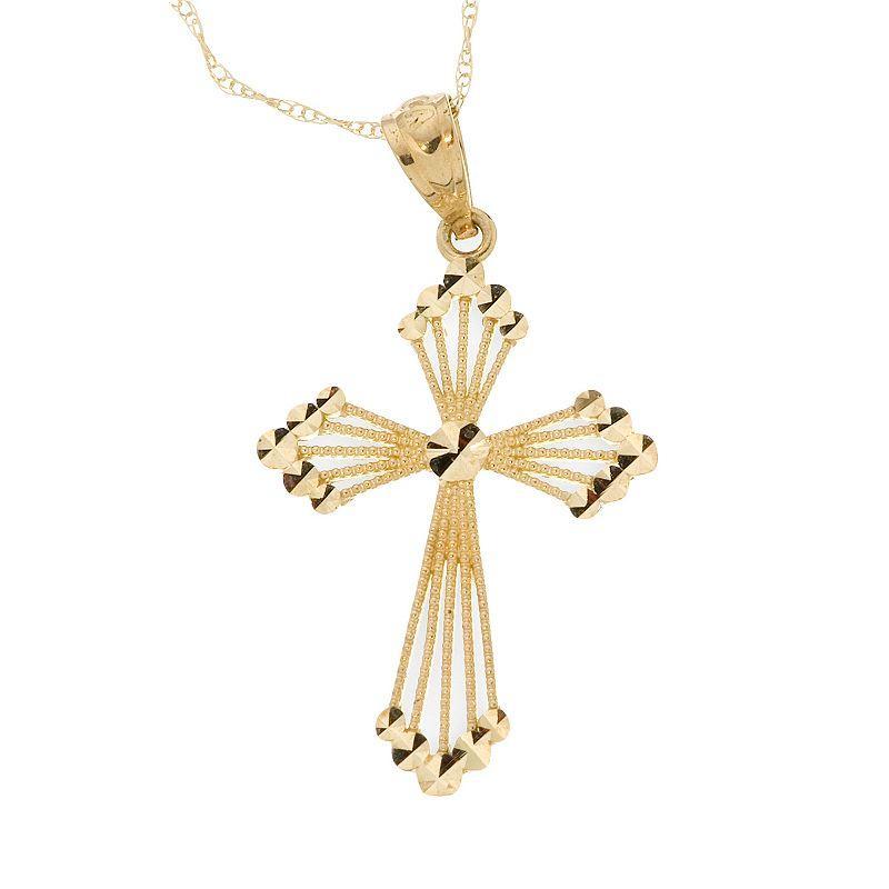 10k Gold Openwork Cross Pendant, Women's, Size: 18" Product Image