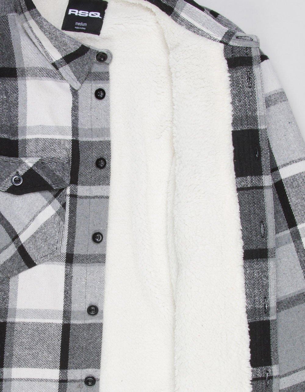 RSQ Mens Plaid Sherpa Jacket - BLK/WHT Product Image