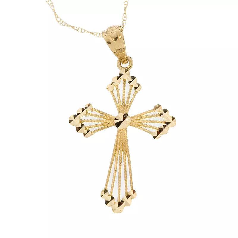 10k Gold Openwork Cross Pendant, Women's, Size: 18" Product Image
