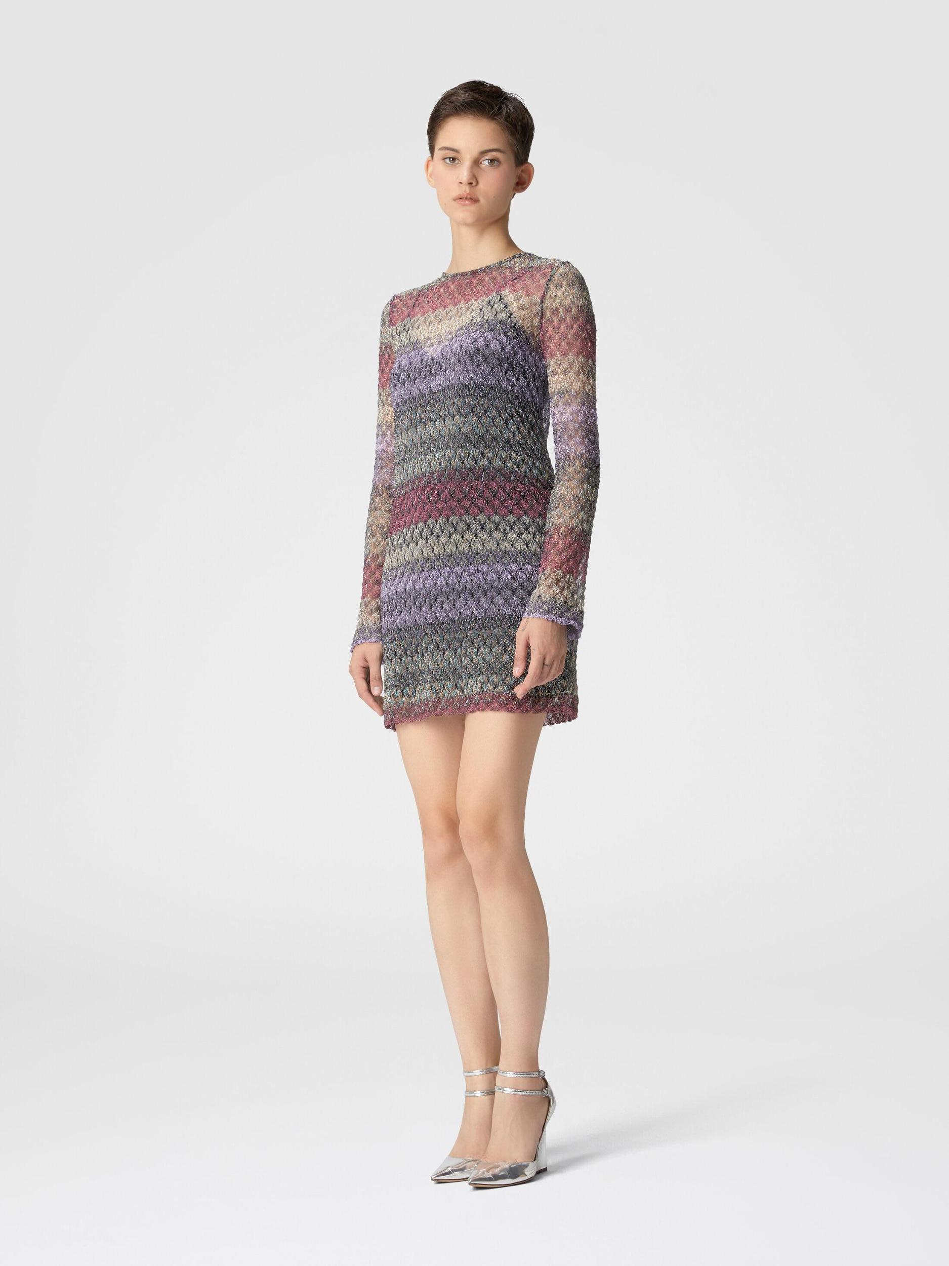 Lameté lace mini-dress with a see-through effect Product Image