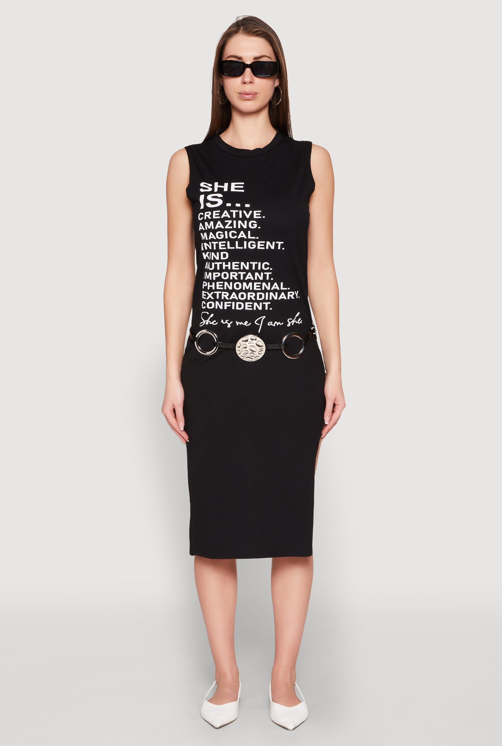 Womens She Is Graphic Print T Shirt Dress Product Image