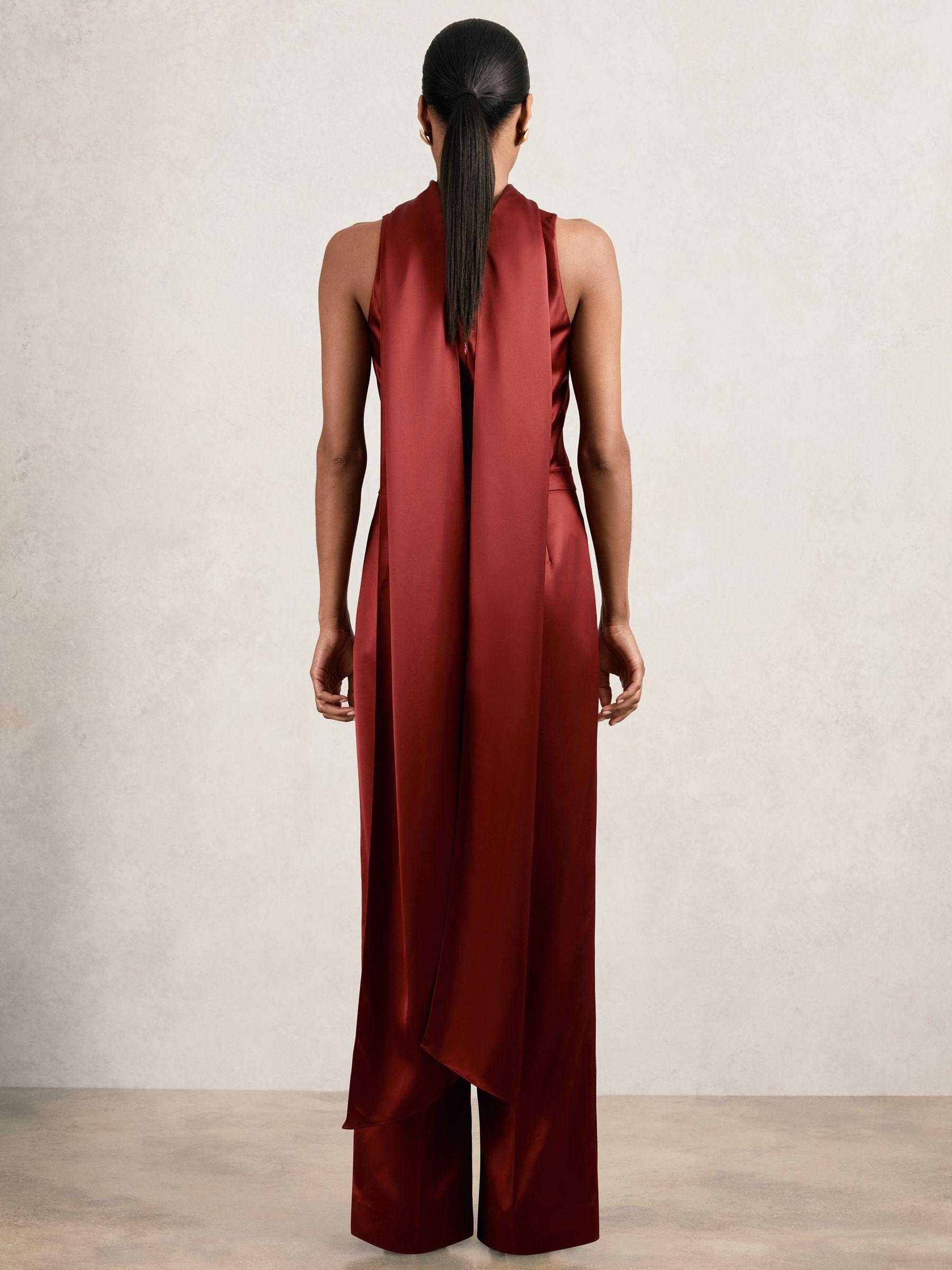 Petite Wide-Leg Cut-Out Jumpsuit in Burgundy Product Image