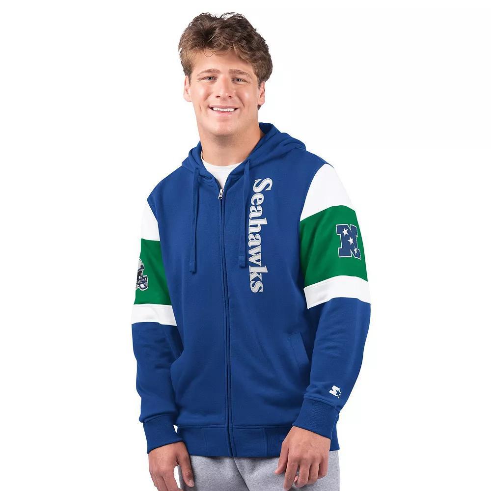 Men's Starter Royal Seattle Seahawks Extreme Vintage Logo Full-Zip Hoodie, Size: 4XL, Blue Product Image