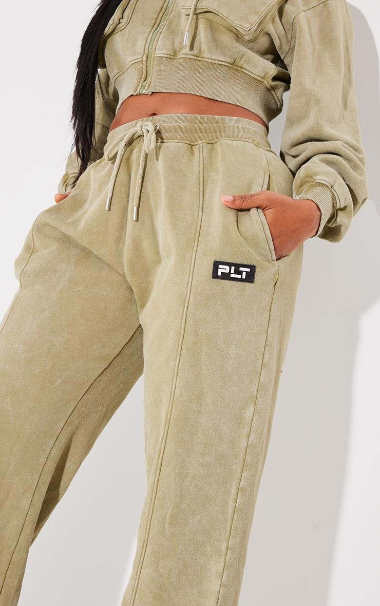 PRETTYLITTLETHING Shape Olive Washed Wide Leg Sweatpants Product Image
