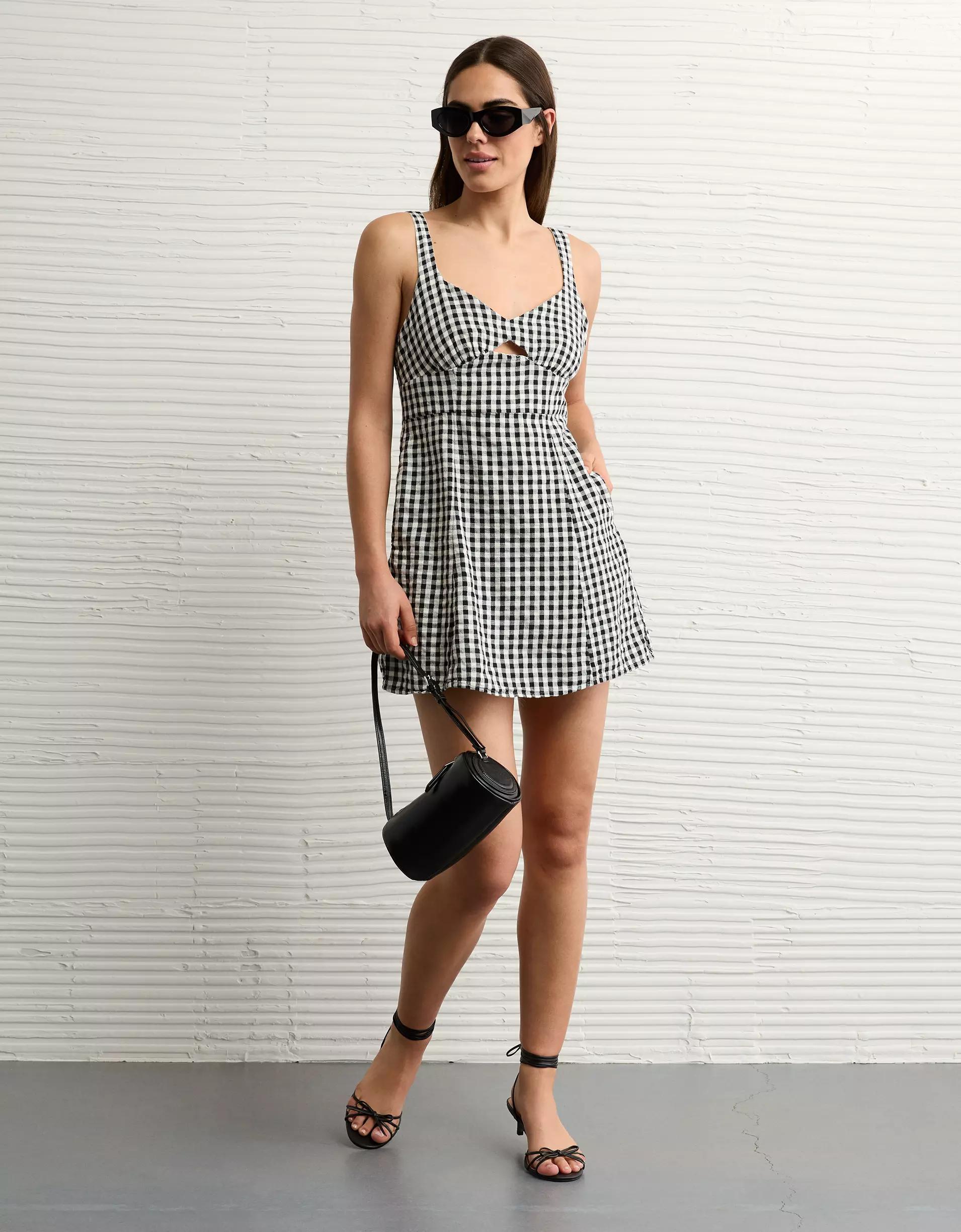 AE Linen-Blend Cut-Out Mini Dress Product Image