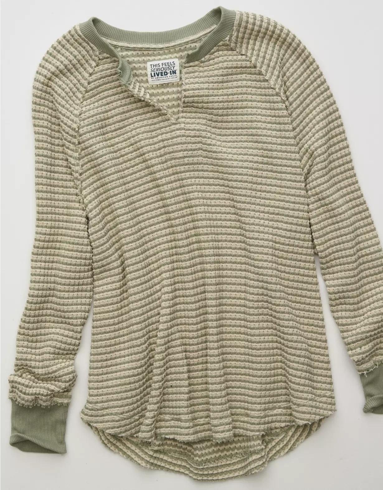 AE Big Hug Notch Neck Waffle Sweatshirt Product Image