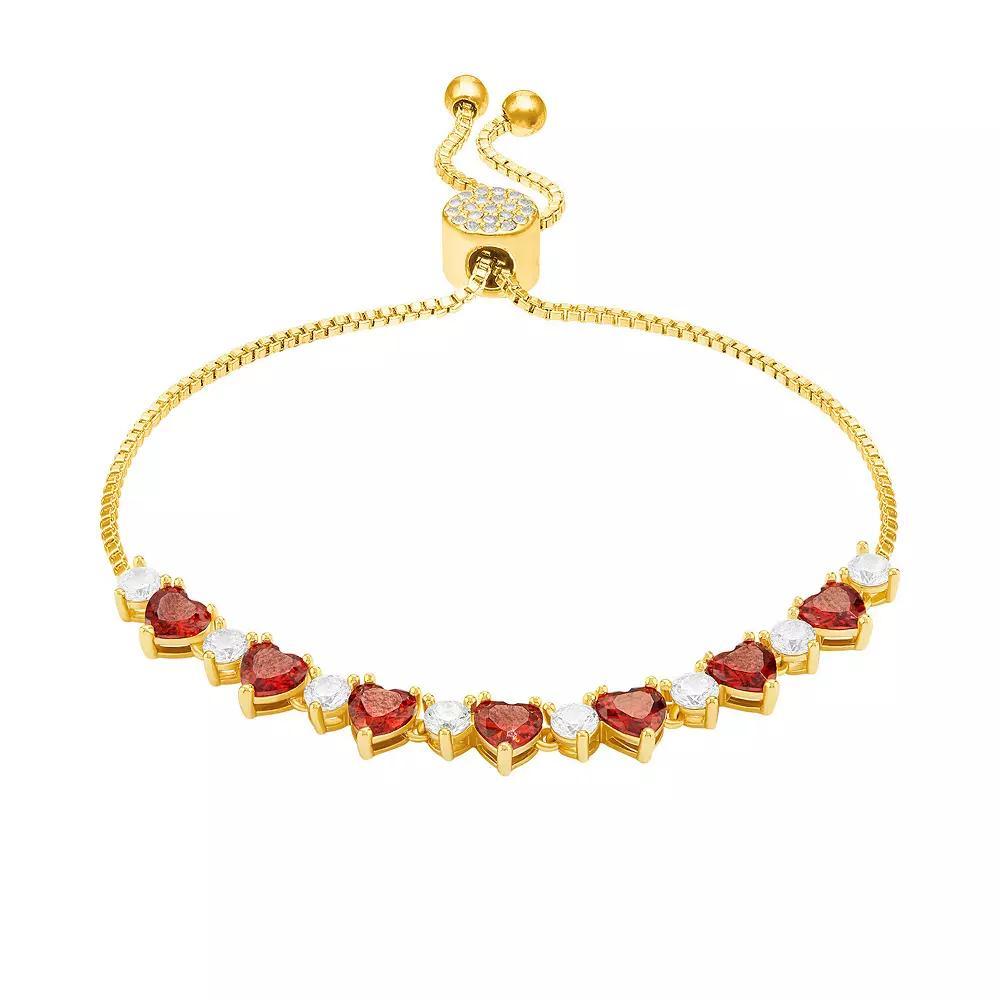 Brilliance Cubic Zirconia & Crystal Heart Bar Adjustable Bracelet, Women's, Gold Tone Team Product Image