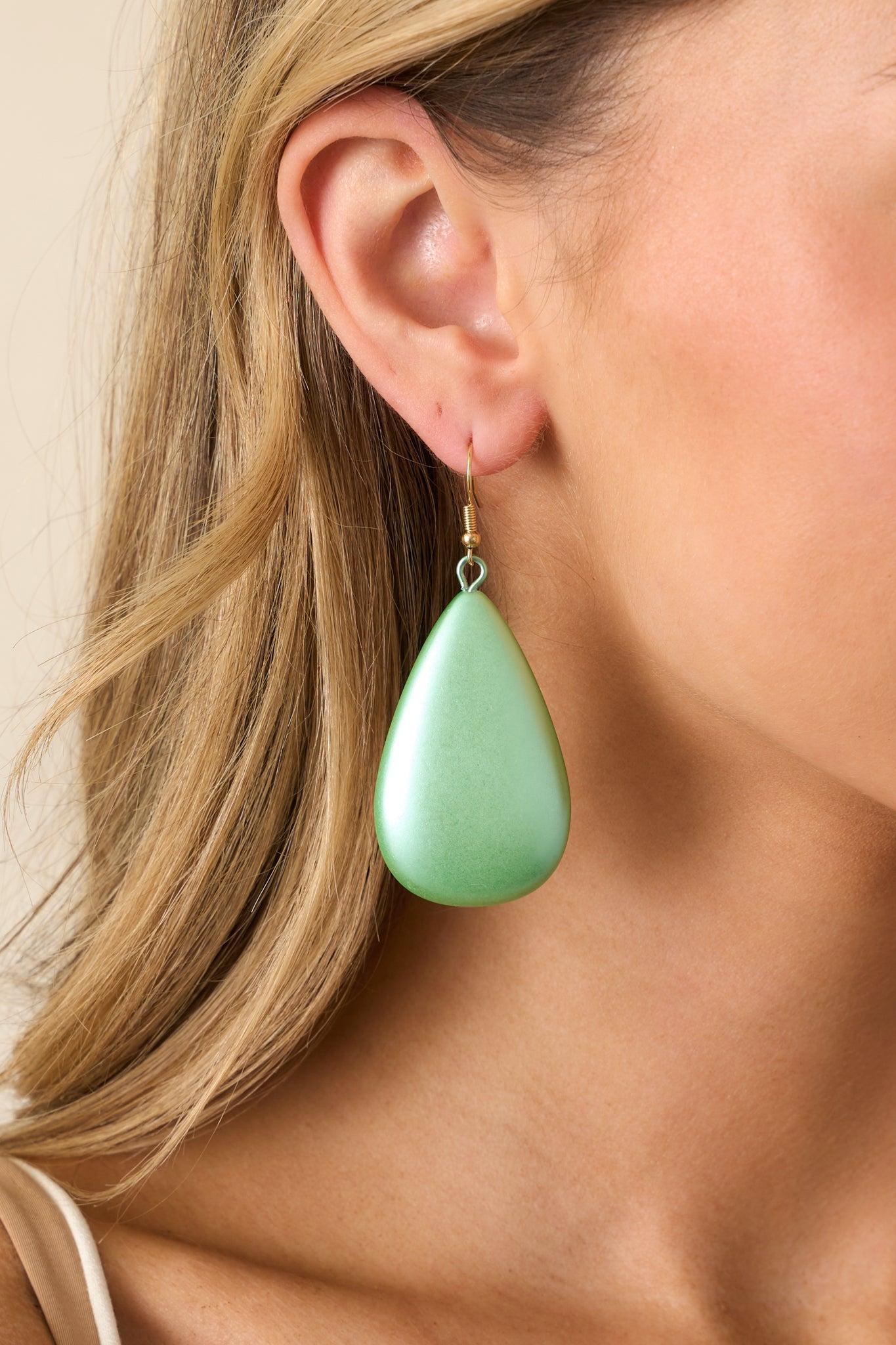 Pure Joy Mint Oval Drop Earrings Product Image