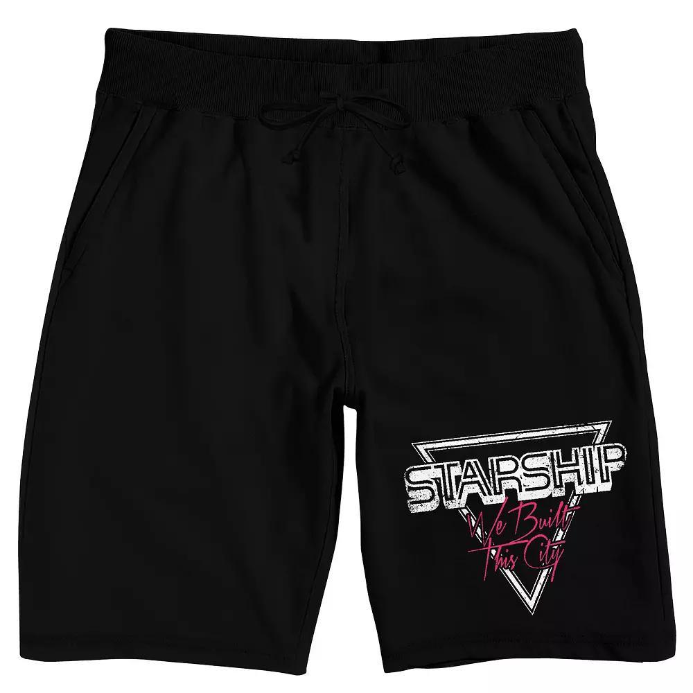 Men's Starship We Built This City Pajama Shorts, Size: Small, Black Product Image