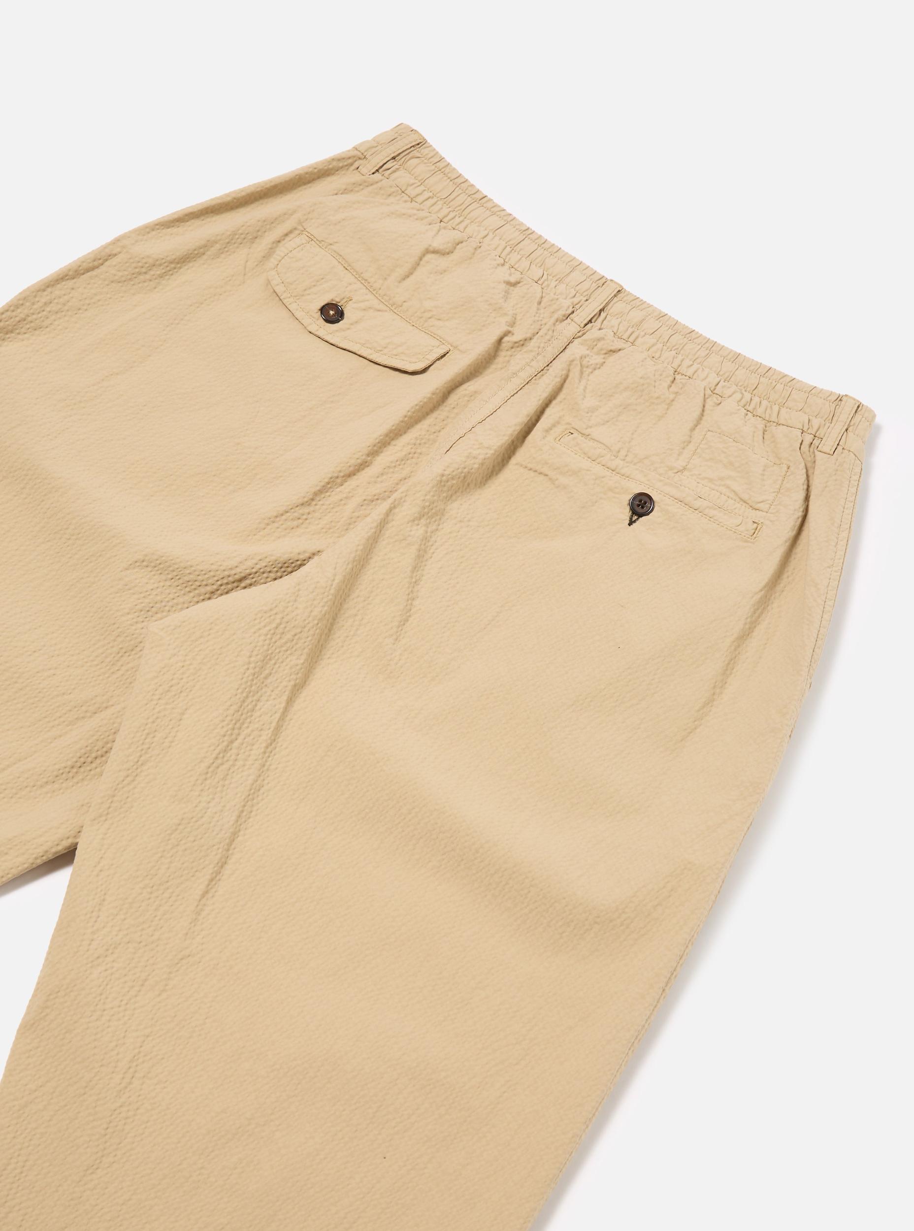 Universal Works Pleated Track Pant in Sand Seersucker II Product Image